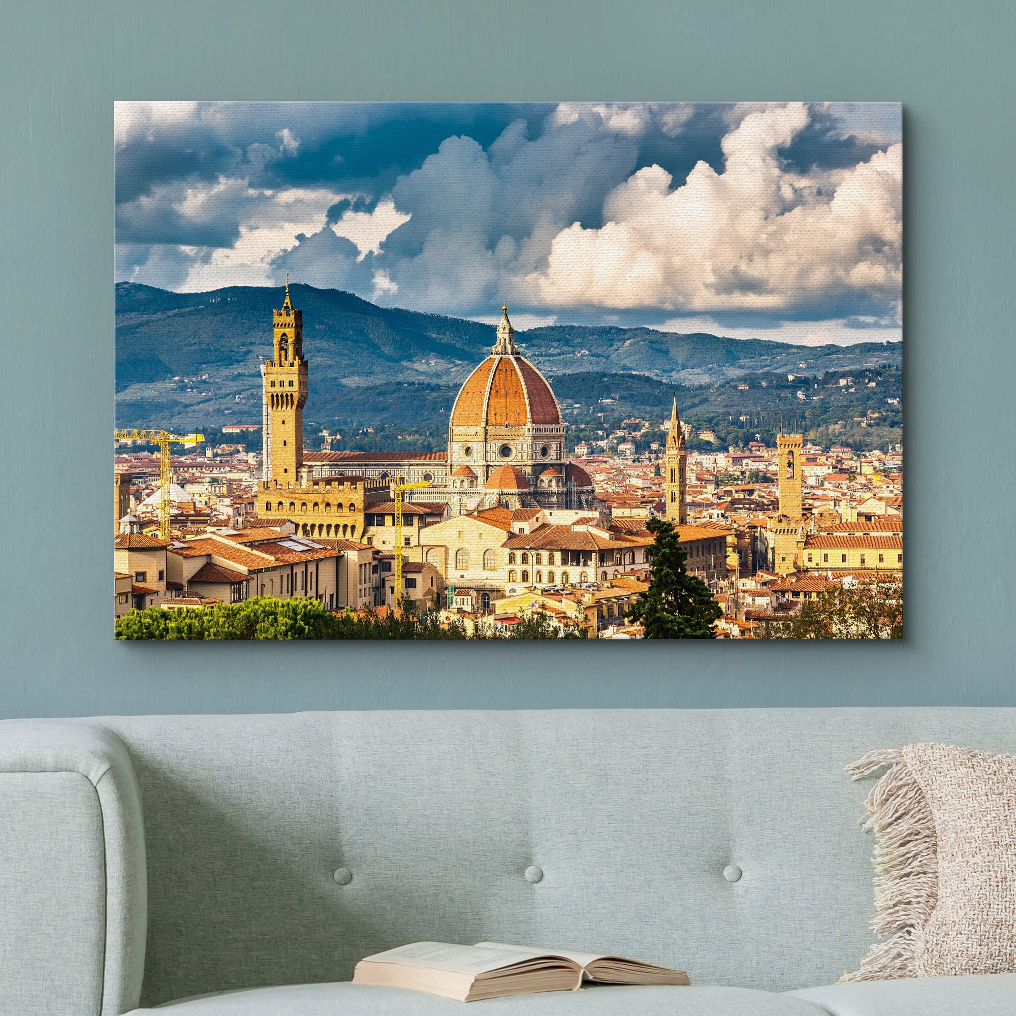 Wall26 - Canvas Prints Wall Art - View On Florence And Duomo Cathedral, Italy | Modern Wall Decor/Home Decoration Stretched Gall