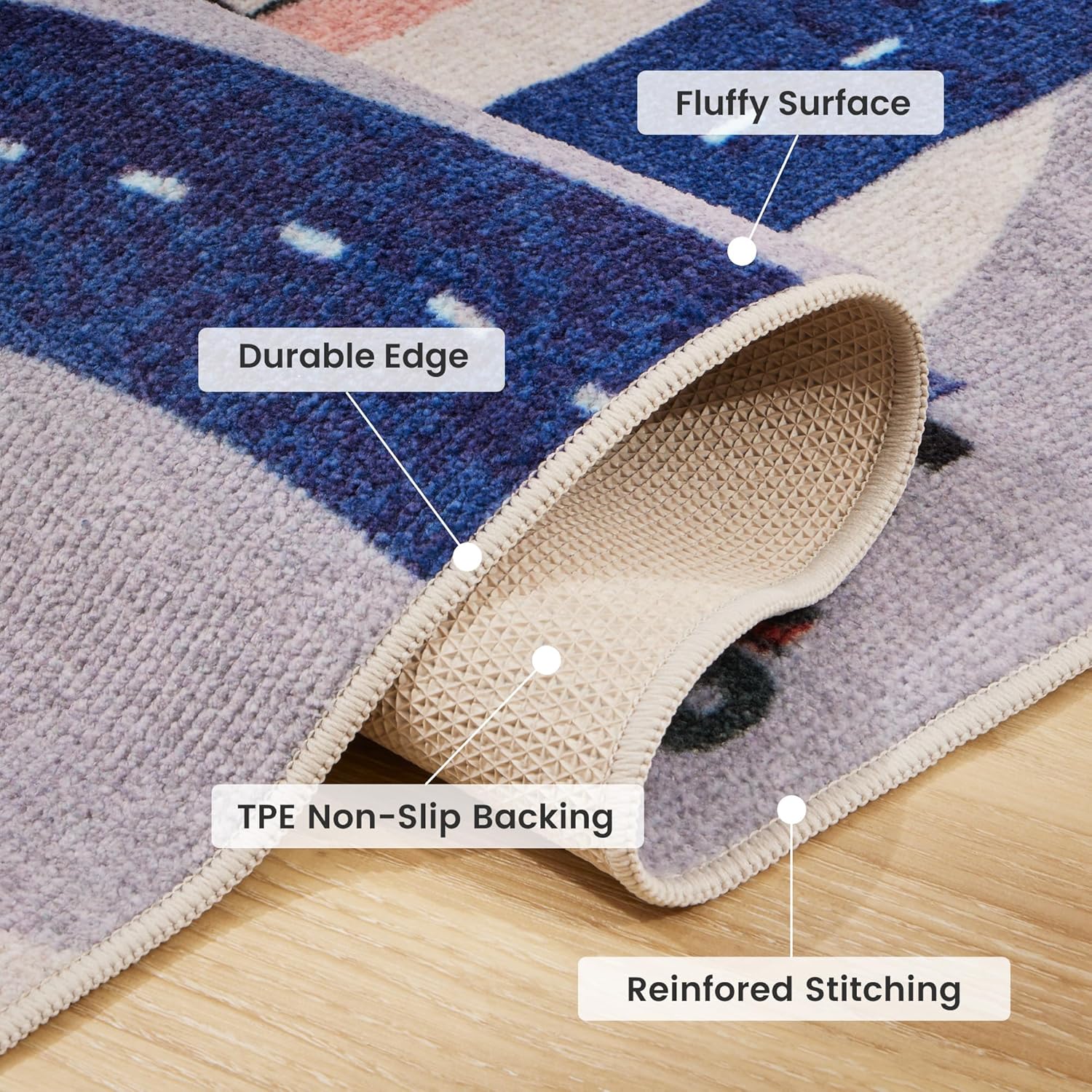 Machine Washable Non Slip Kids Rugs for Living Room & Bedroom - City View
