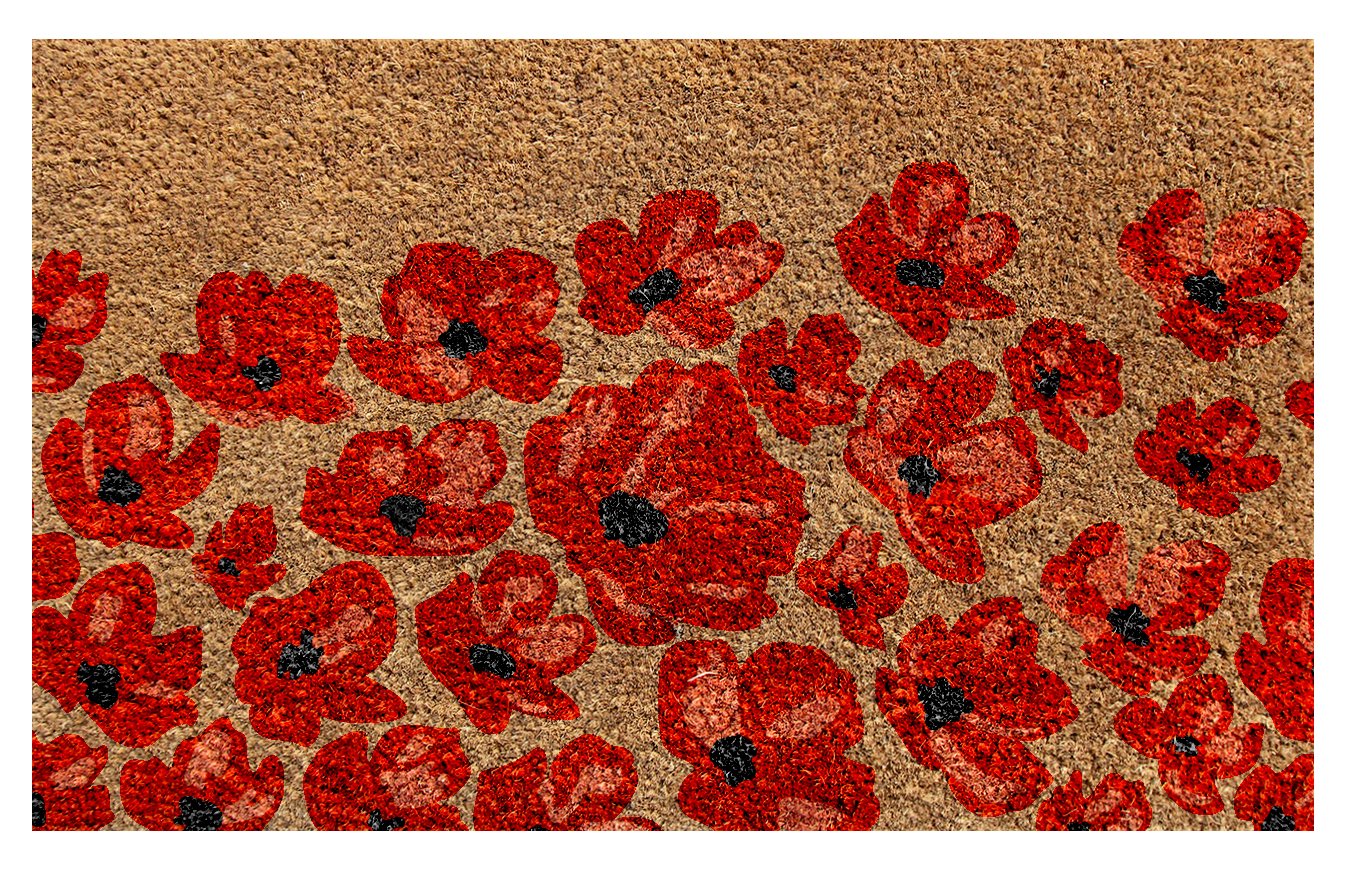 Onlymat Floral Printed Designer Doormat (Beige & Orange) Weatherproof, Thick Entryway Rug Coco Coir With Anti-Slip Pvc Backing F