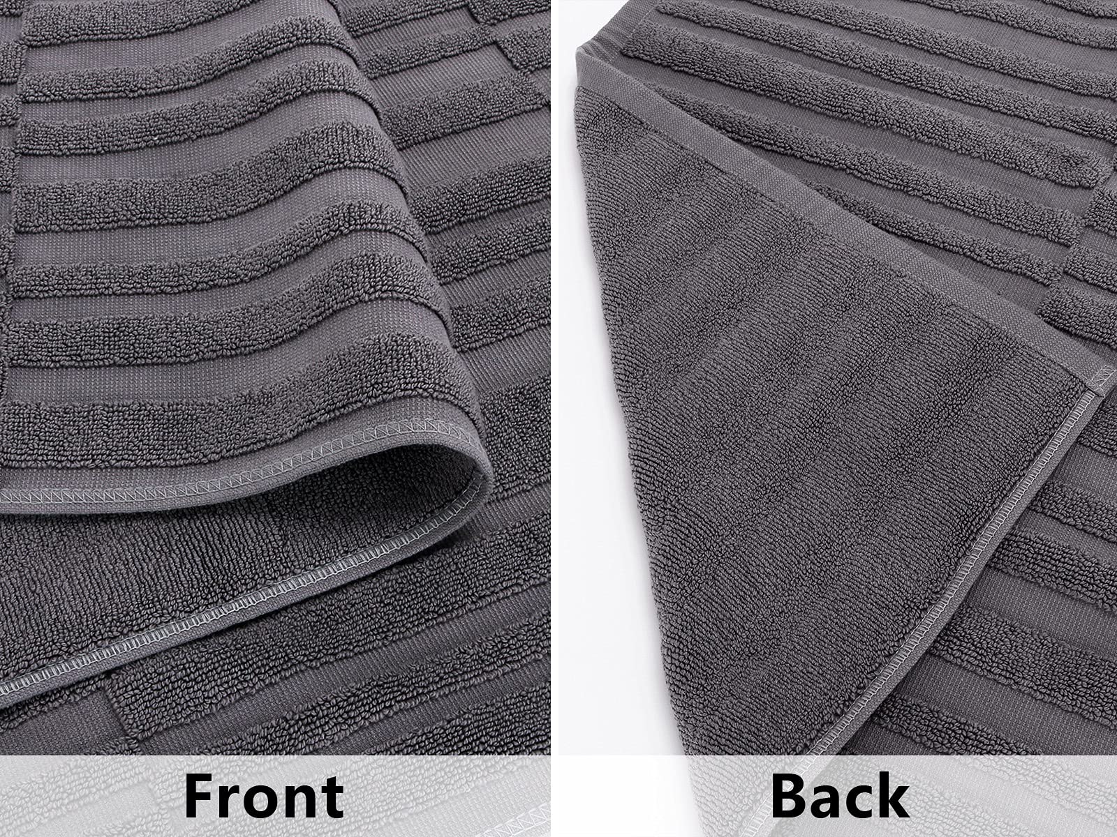 SEMAXE Bath Mats Rugs Floor Towel Sets 100% Cotton Absorbent Hotel SPA Shower Mat  Machine Washable Fade Resistant Bathtub Mat Grey Bath Rug 950GSM 2 Pack