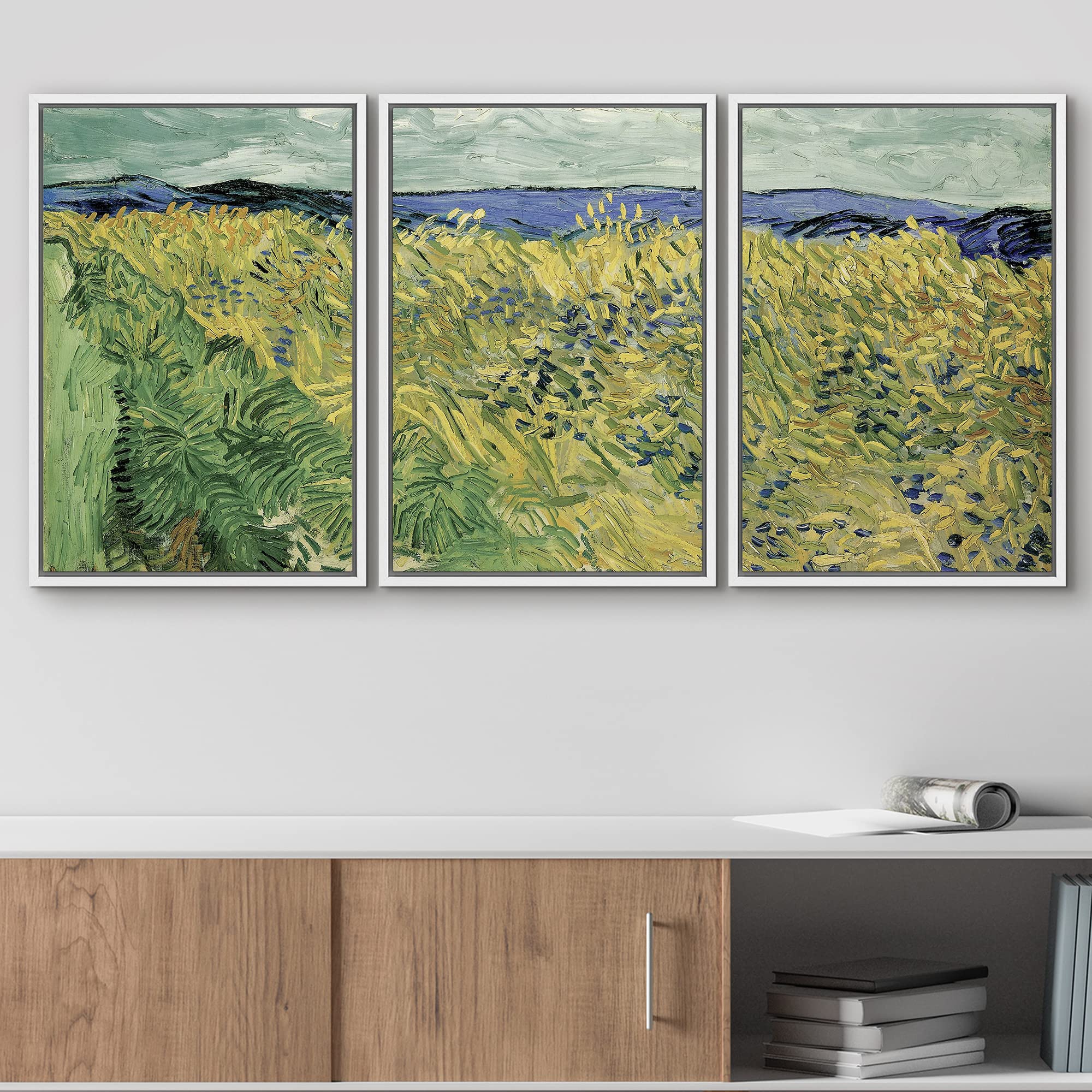 Wall26 Framed Canvas Print Wall Art Set Wheat Field With Cornflowers Vincent Van Gogh Classical Illustrations Fine Art Decorativ