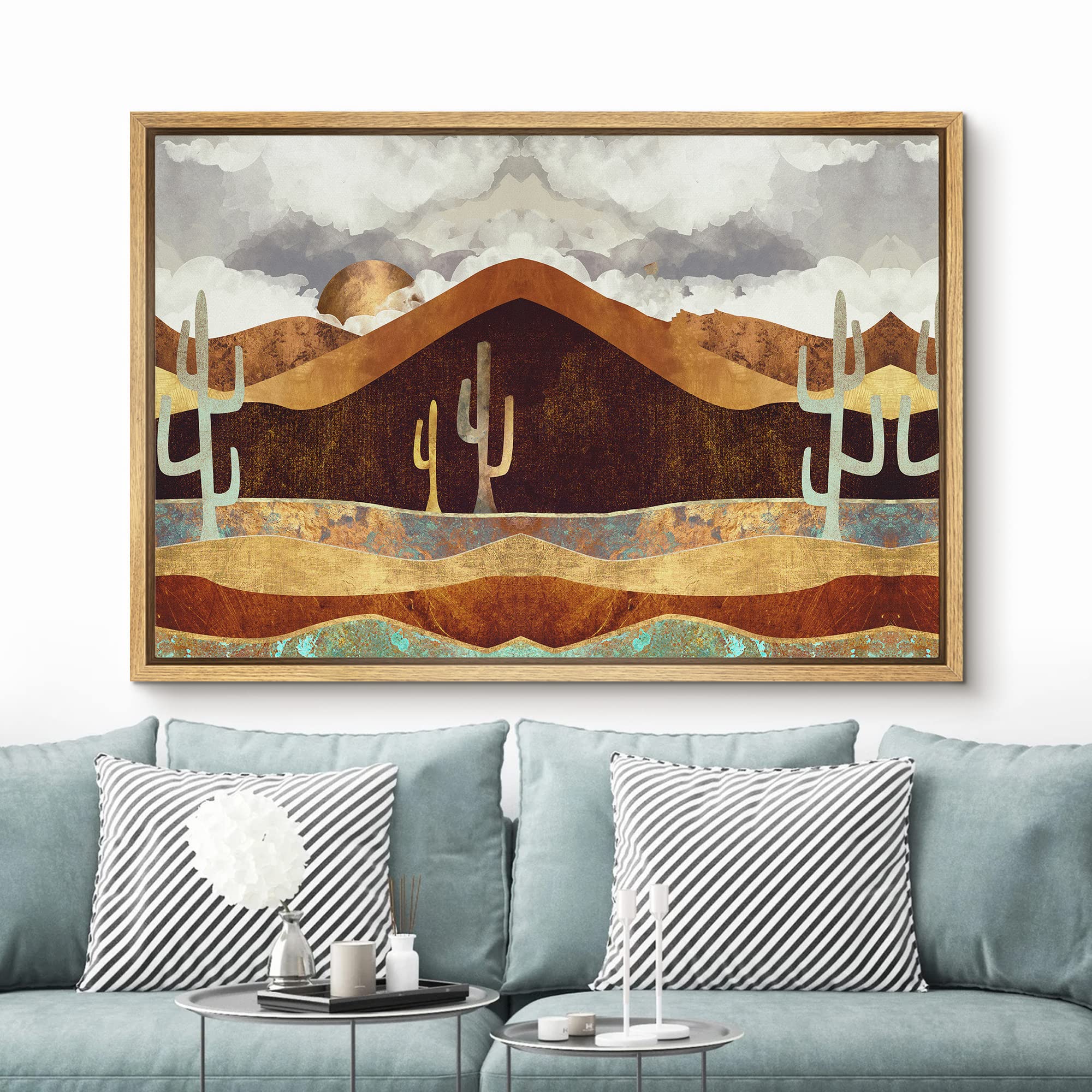 Signford Framed Canvas Home Artwork Decoration Abstract Mountain Nature Scenery Canvas Wall Art For Living Room, Bedroom - 24X36