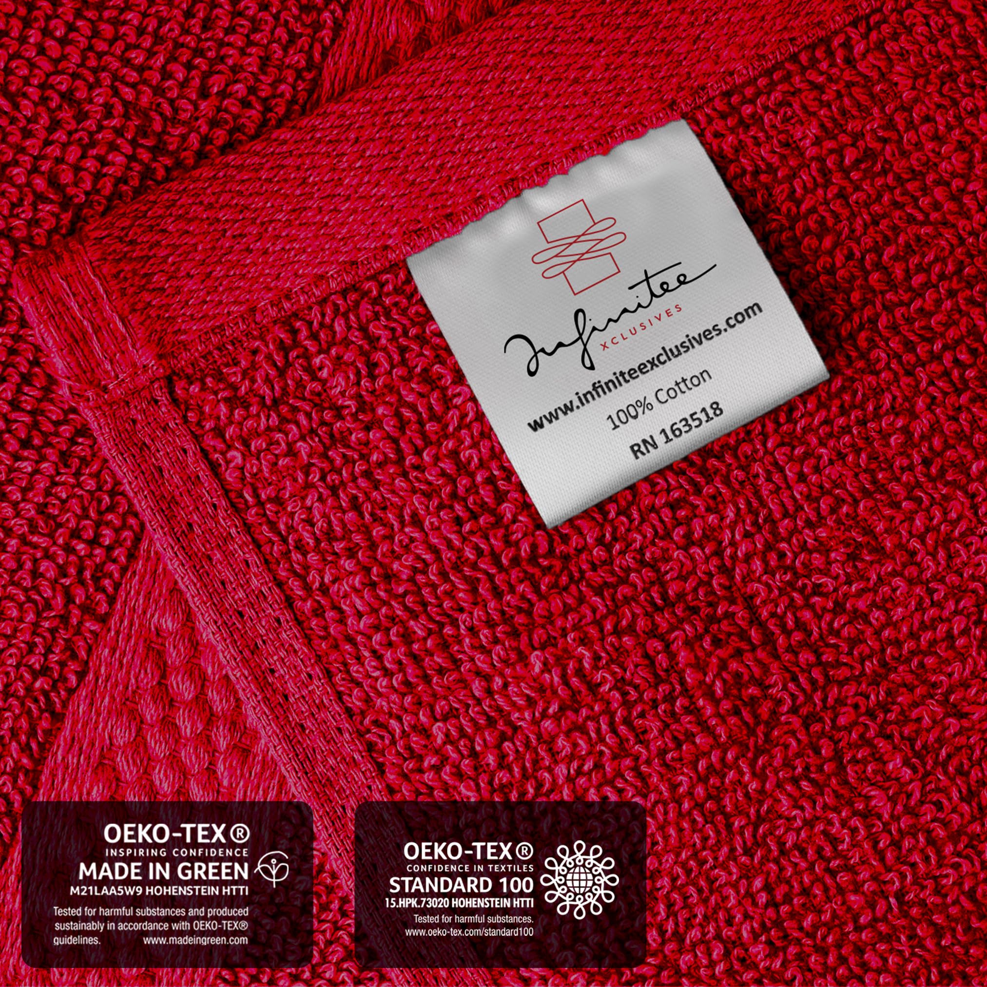 Infinitee Xclusives 100% Cotton Hand Towels For Bathroom - Ultra-Soft & Highly Absorbent, 6-Pack, Gym, Spa & Hotel | Burgundy |