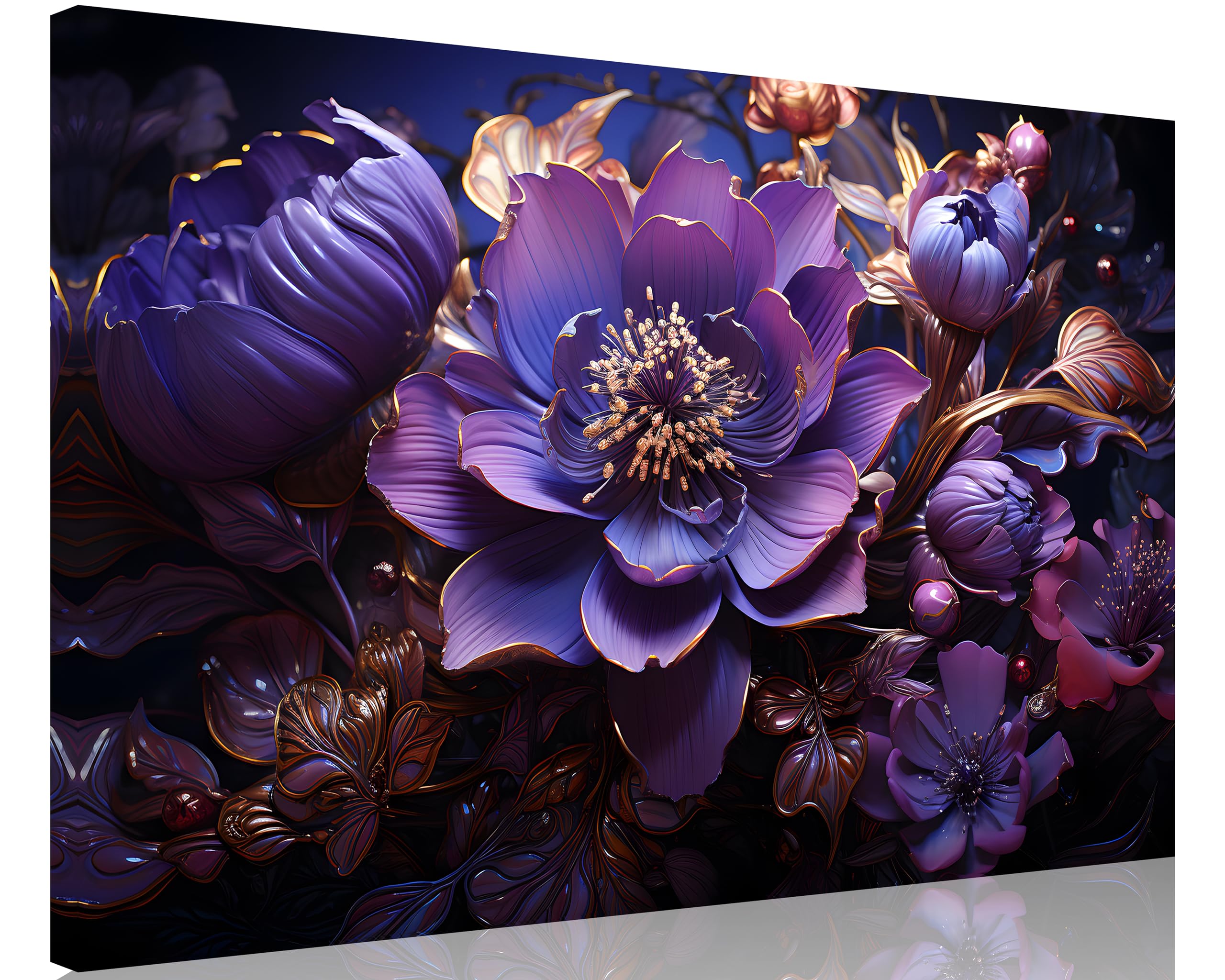 Tutubeer 1 Pcs Purple Canvas Art Purple Flower Canvas Abstract Purple Flower Picture Purple Pictures Print On Canvas Stretched A