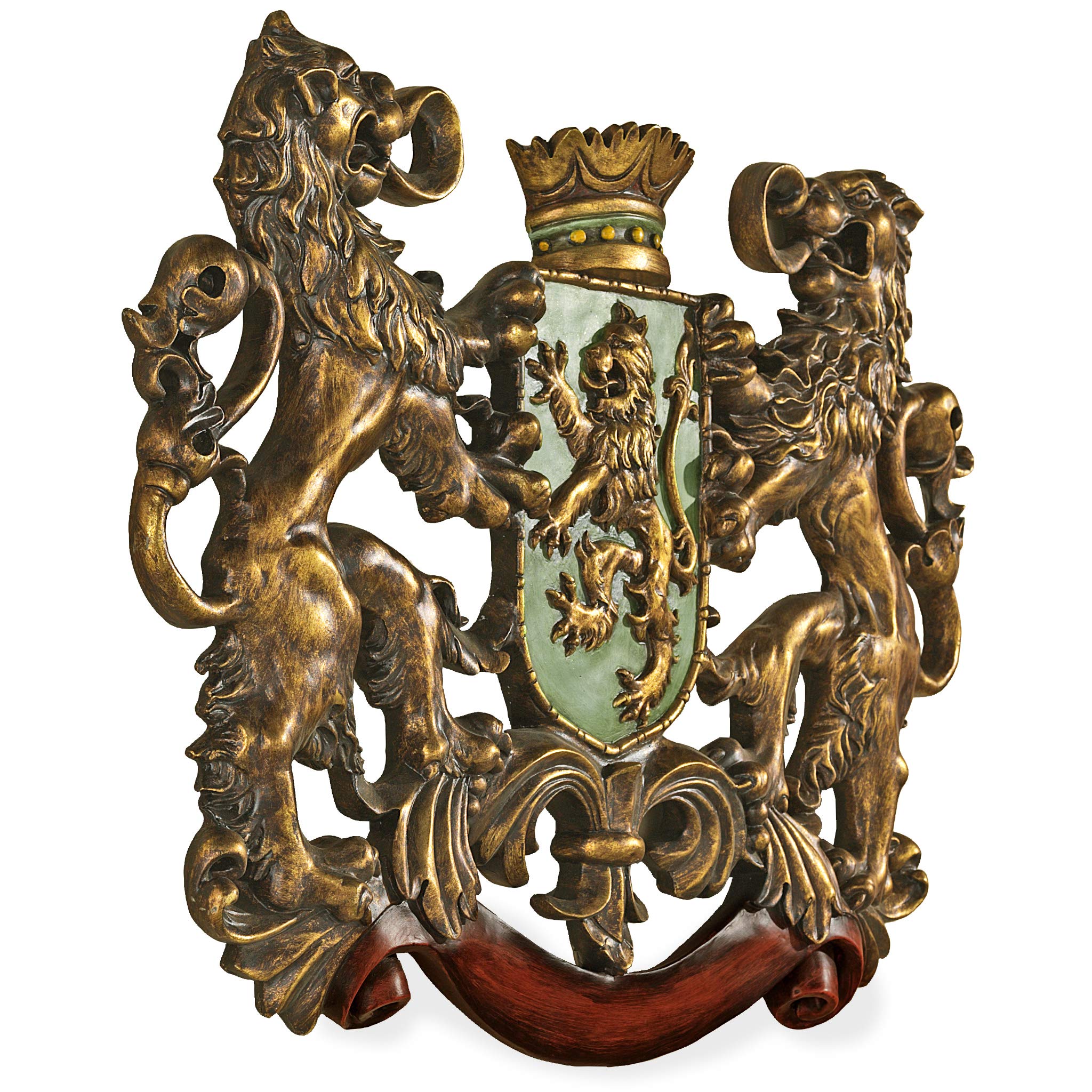 Design Toscano Heraldic Royal Lions Coat of Arms Wall Sculpture, 30 Inch, Full Color