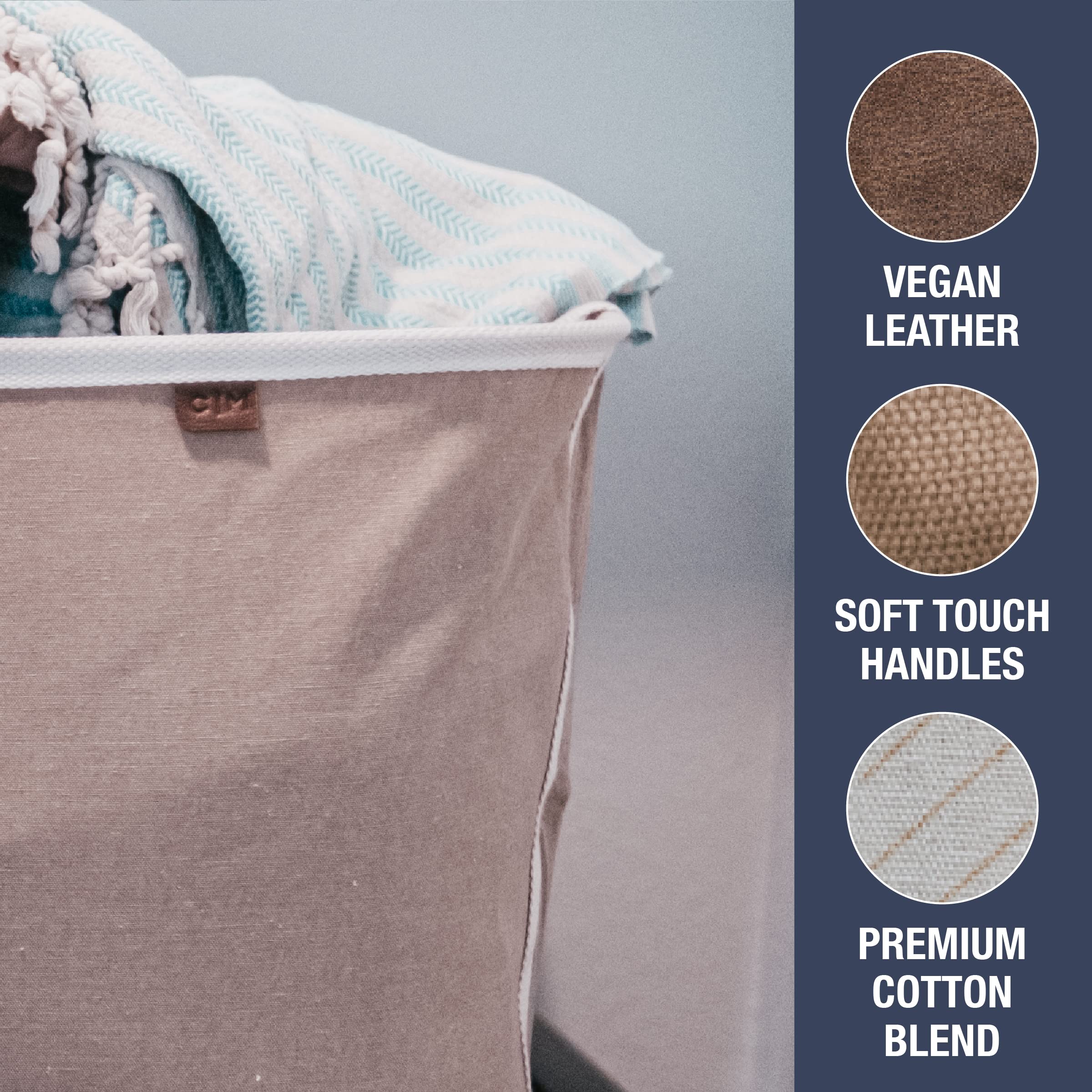 CleverMade Collapsible Fabric Laundry Basket - Premium Foldable Pop Up Storage Bin - Space Saving Hamper with Side Handles Large  Mocha  2 Pack
