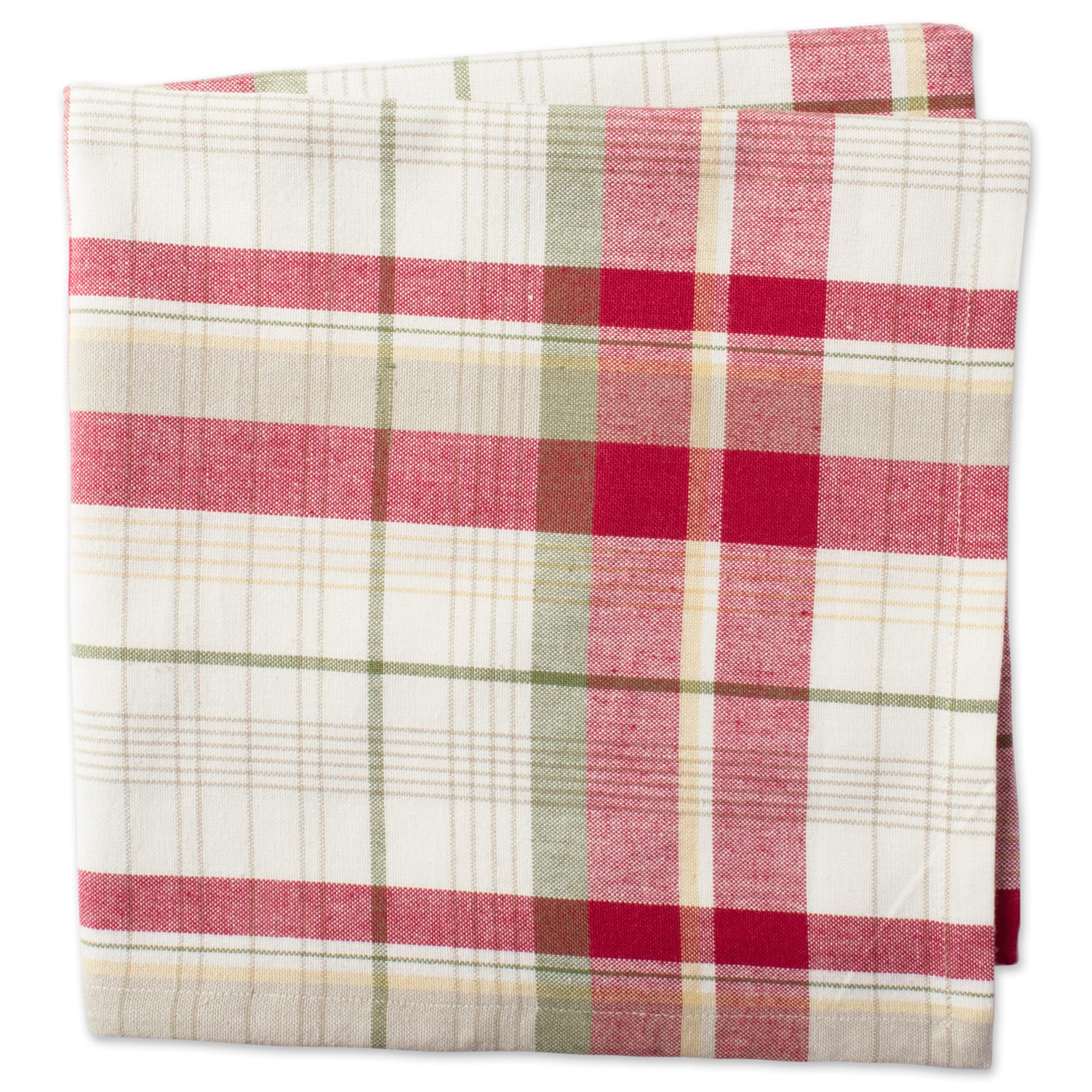 DII Napkin Set - Orchard Plaid Collection, 20x20", Cotton, Taupe/Red, 6 Pieces, Model 5503