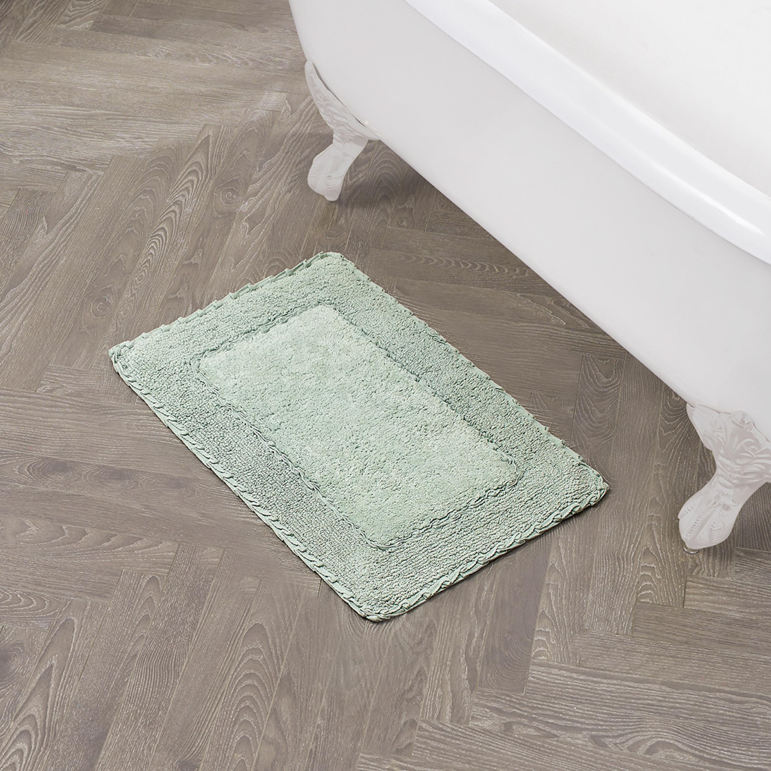 Laura Ashley Ruffle Border 100% Cotton Bath Rug, Sage Green, 17''X 24''