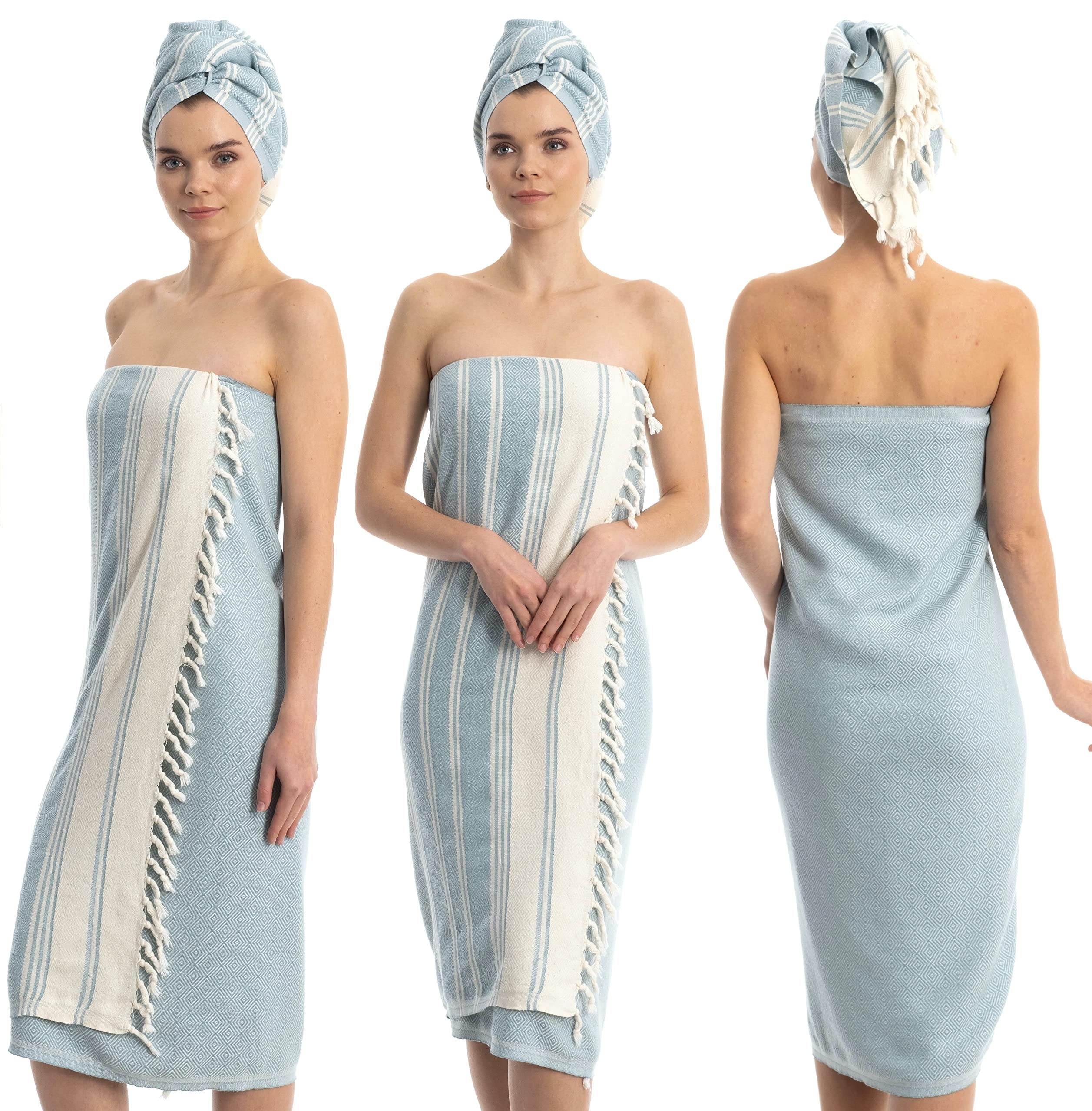 Demmex Certified Organic Turkish Cotton Beach And Bath Towel, Peshtemal Towel Blanket, Prewashed, Diamond Weave, 71X36 Inches (G