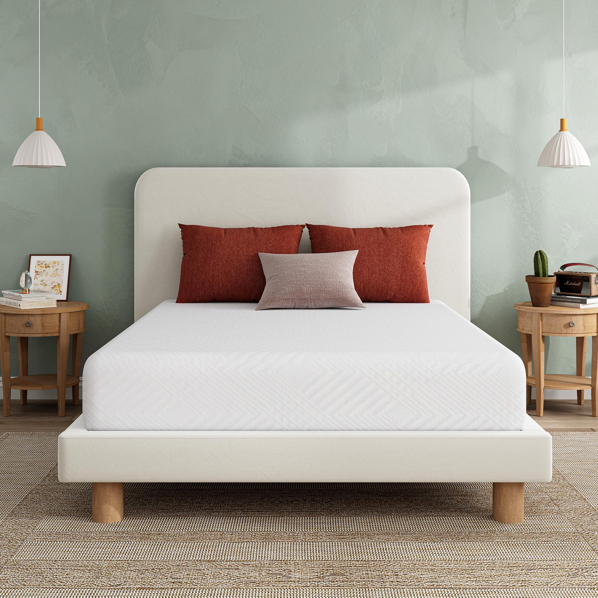 EGO White 10 inch King Memory Foam Mattress  Cooling Gel Green Tea Mattress Bed in a Box  CertiPUR-US Certified  76''?0''  Medium Firm