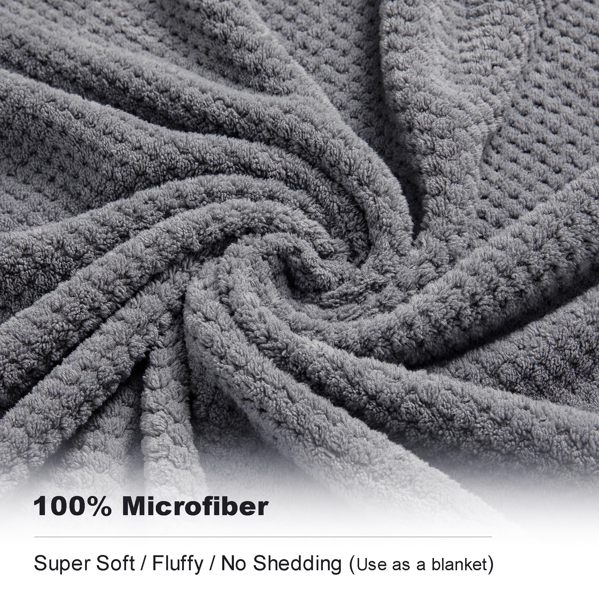 8-Piece Gray Bath Towel Set, 2 Extra Large Bath Towel Sheets, 2 Hand Towels And 4 Washcloths - Highly Absorbent Quick Dry Microf