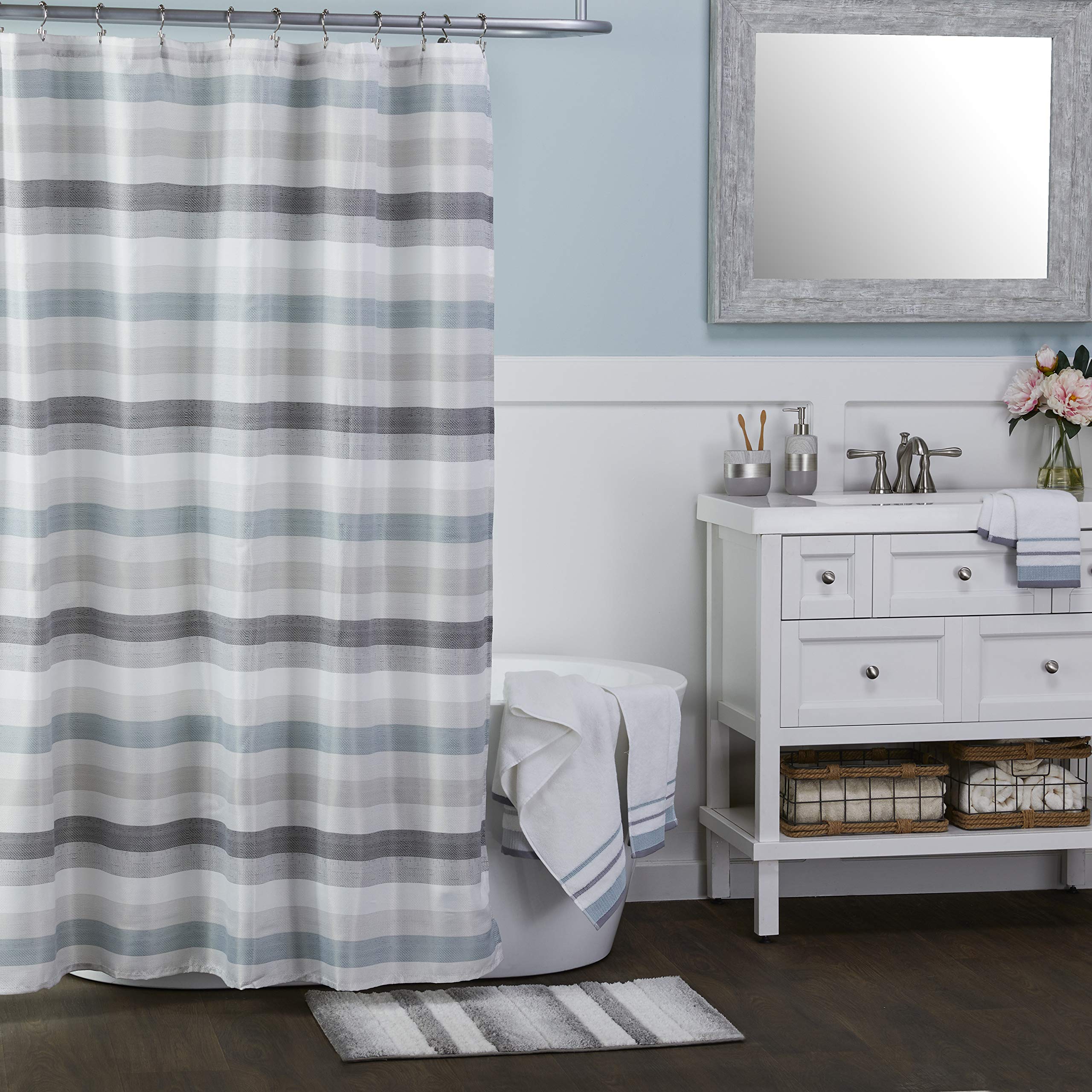 Skl Home By Saturday Knight Ltd. Westwick Stripe Fabric Shower Curtain, Grey/Multi