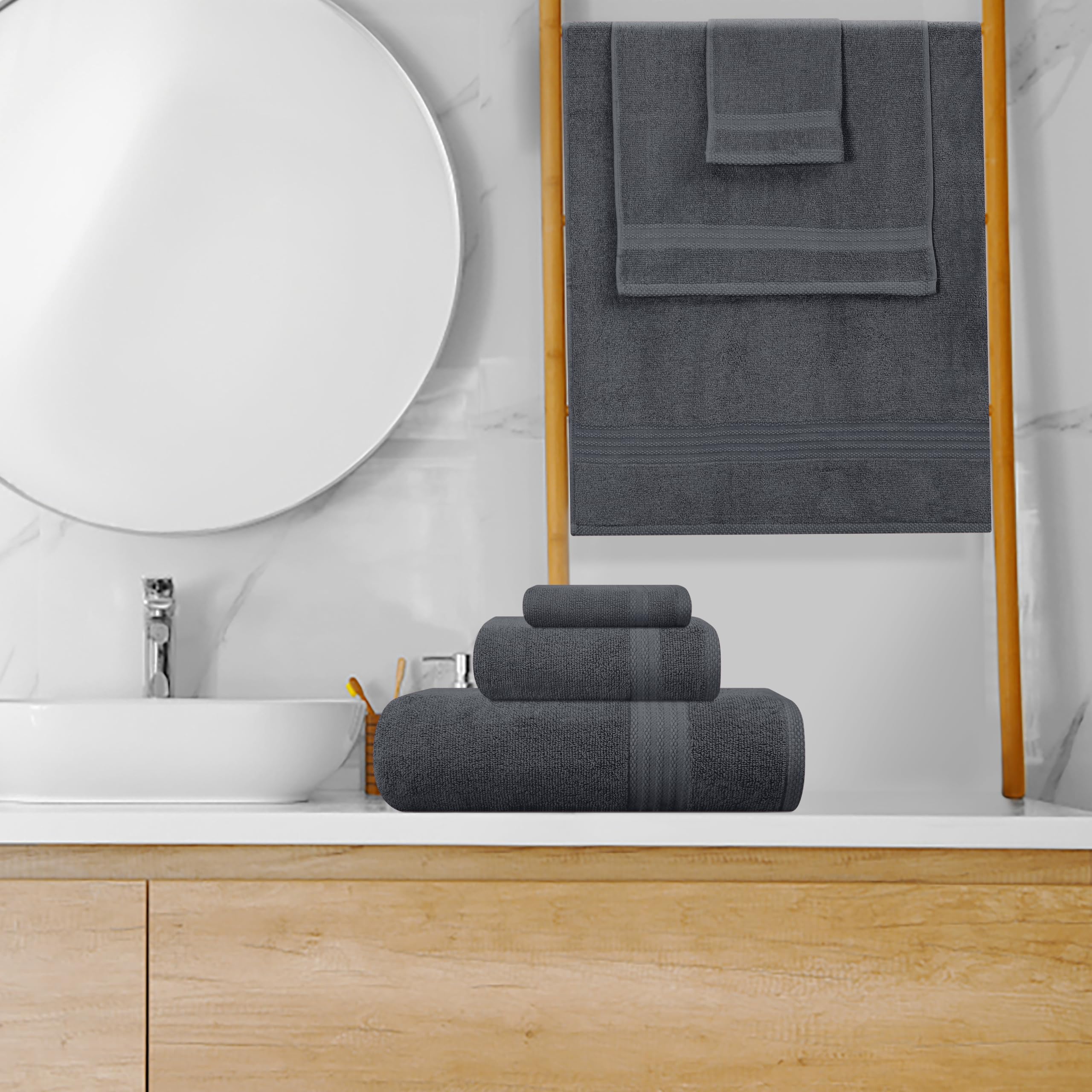 Glamburg Ultra Soft 8-Piece Towel Set - 100% Pure Ringspun Cotton, Contains 2 Oversized Bath Towels 27X54, Hand 16X28, 4 Wash Cl
