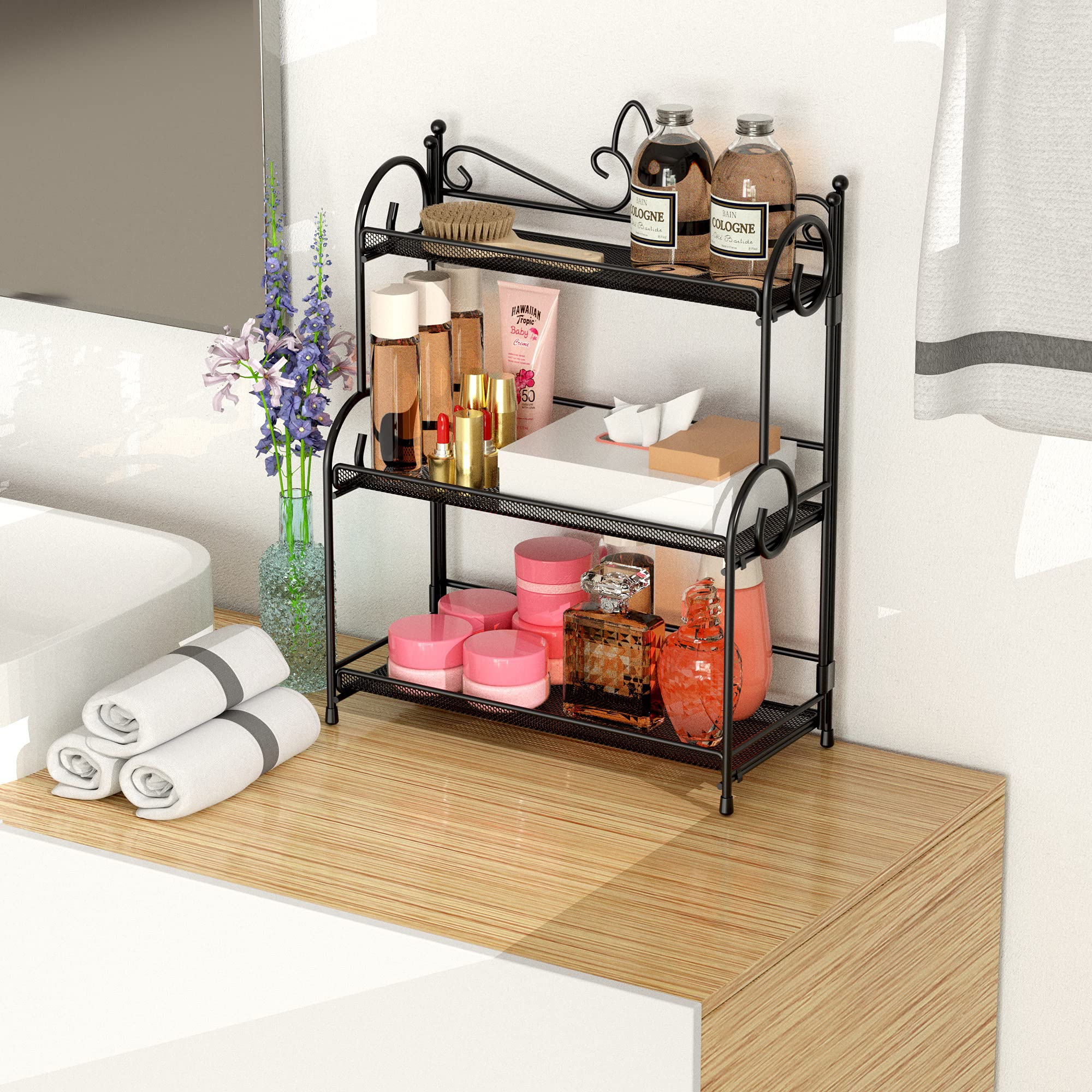 Yiukea Bathroom Organizer Countertop - 3 Tier Spice Rack Organizer, Counter Organization And Storage For Bathroom, Kitchen, Bedr
