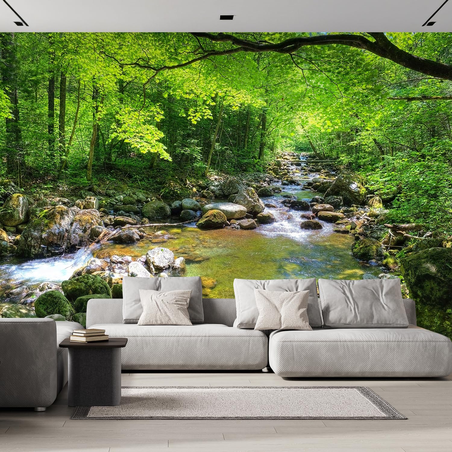 Wall26 - Fall Forest Stream Smolny In Russian Primorye Reserve - Removable Wall Mural | Self-Adhesive Large Wallpaper - 100X144