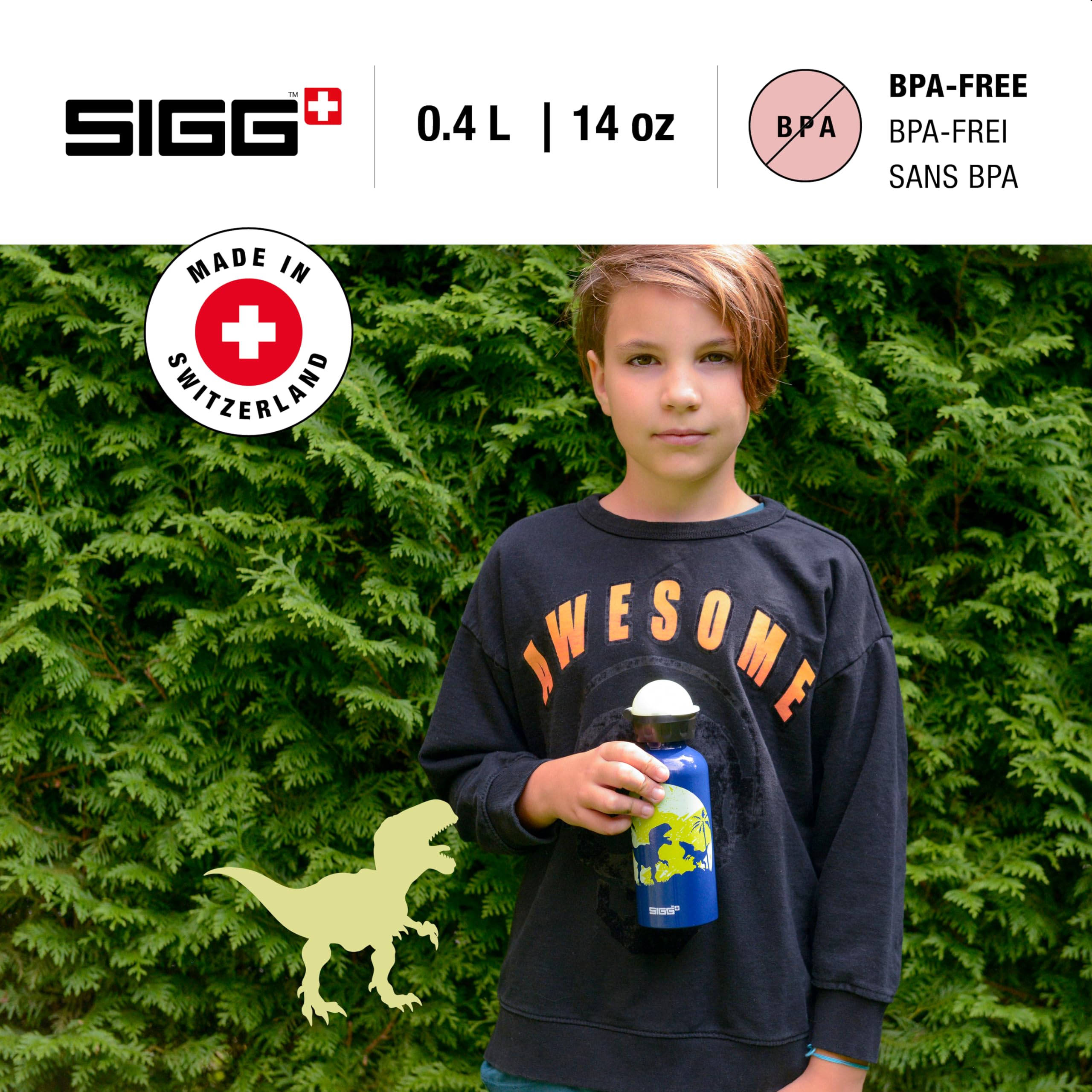 SIGG - Kids Water Bottle - Glow Moon Dinos - Leakproof  Lightweight  BPA Free - Aluminum - 13oz