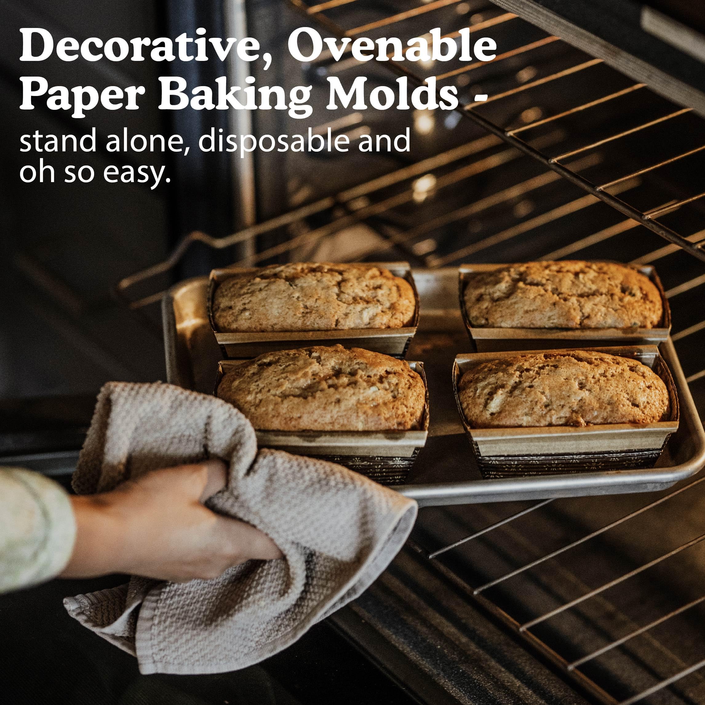 Regency Wraps Loaf Pans, Decorative, Disposable Stand Alone Baking Molds For Quick Breads, Great For Gifting Carrot Cake, And Zu