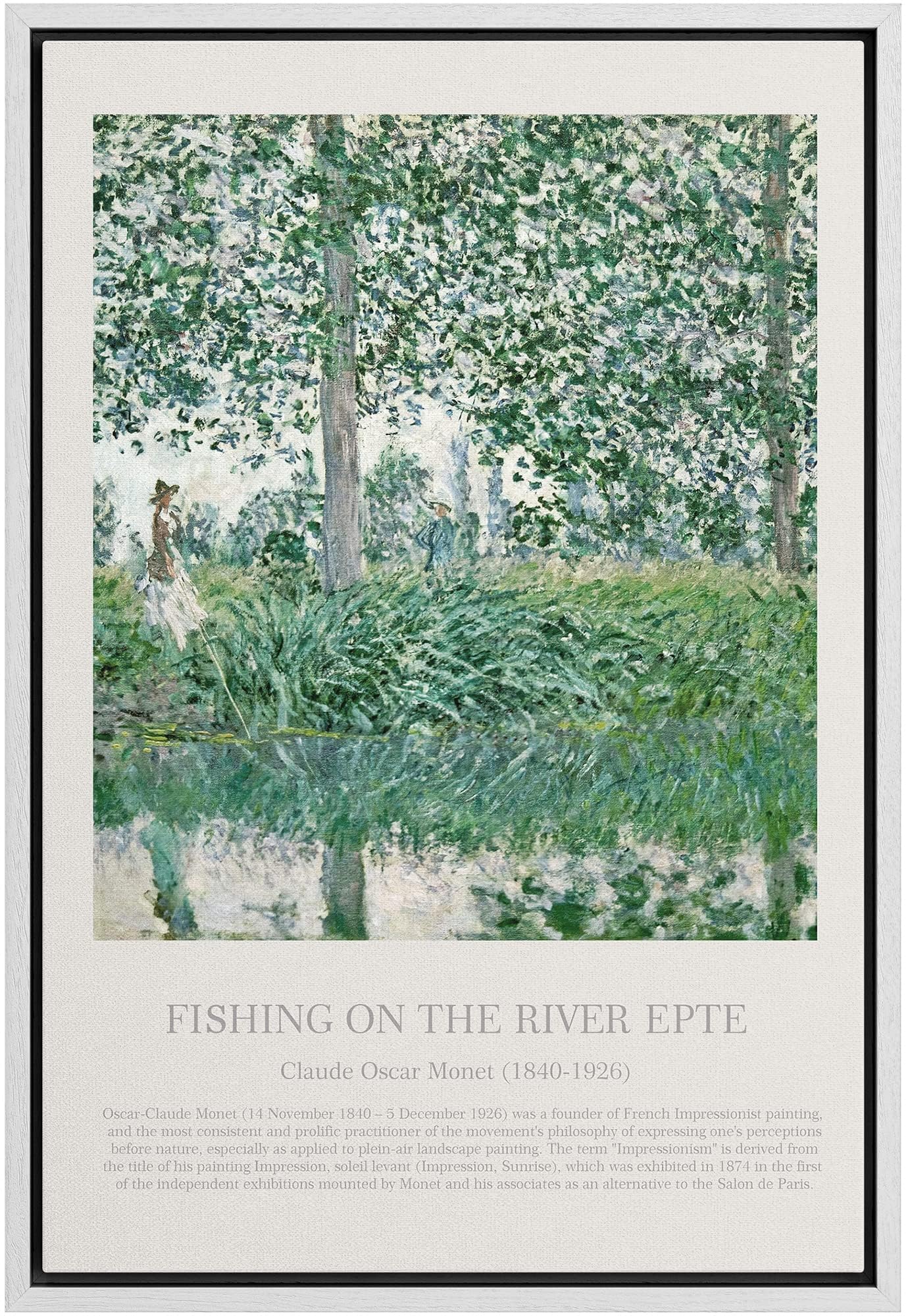 Idea4Wall Framed Canvas Print Wall Art Fishing On The River Epte Master Artist Claude Monet Nature Wilderness Oil Painting Impre