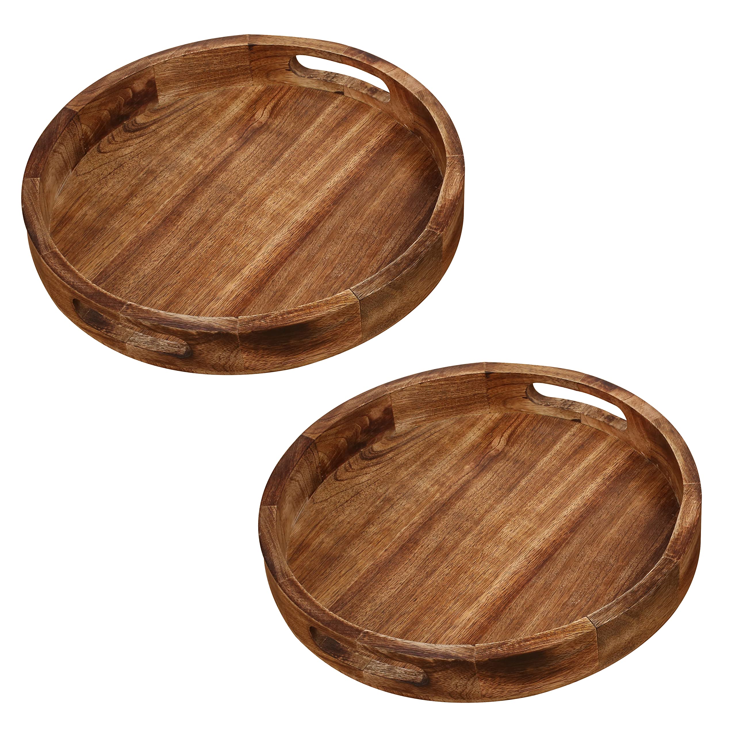 Winlay Countertop Wooden Fruit Tray Baskets Set Of 2, Organizer Crates For Kitchen, Bathroom, Pantry, Fruit, Vegetables, Bread A