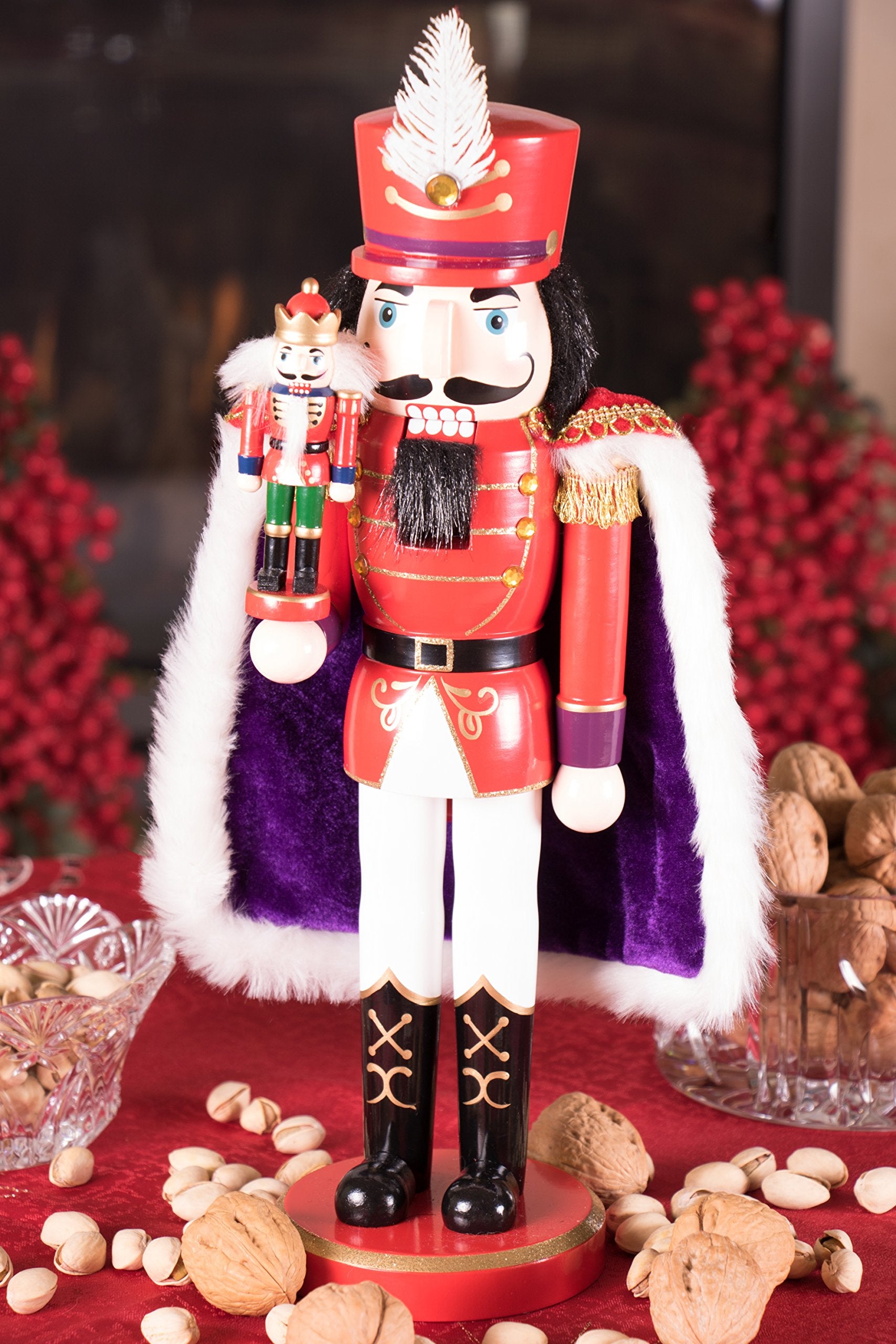 Clever Creations Red Prince 14 Inch Traditional Wooden Nutcracker, Festive Christmas D  cor for Shelves and Tables