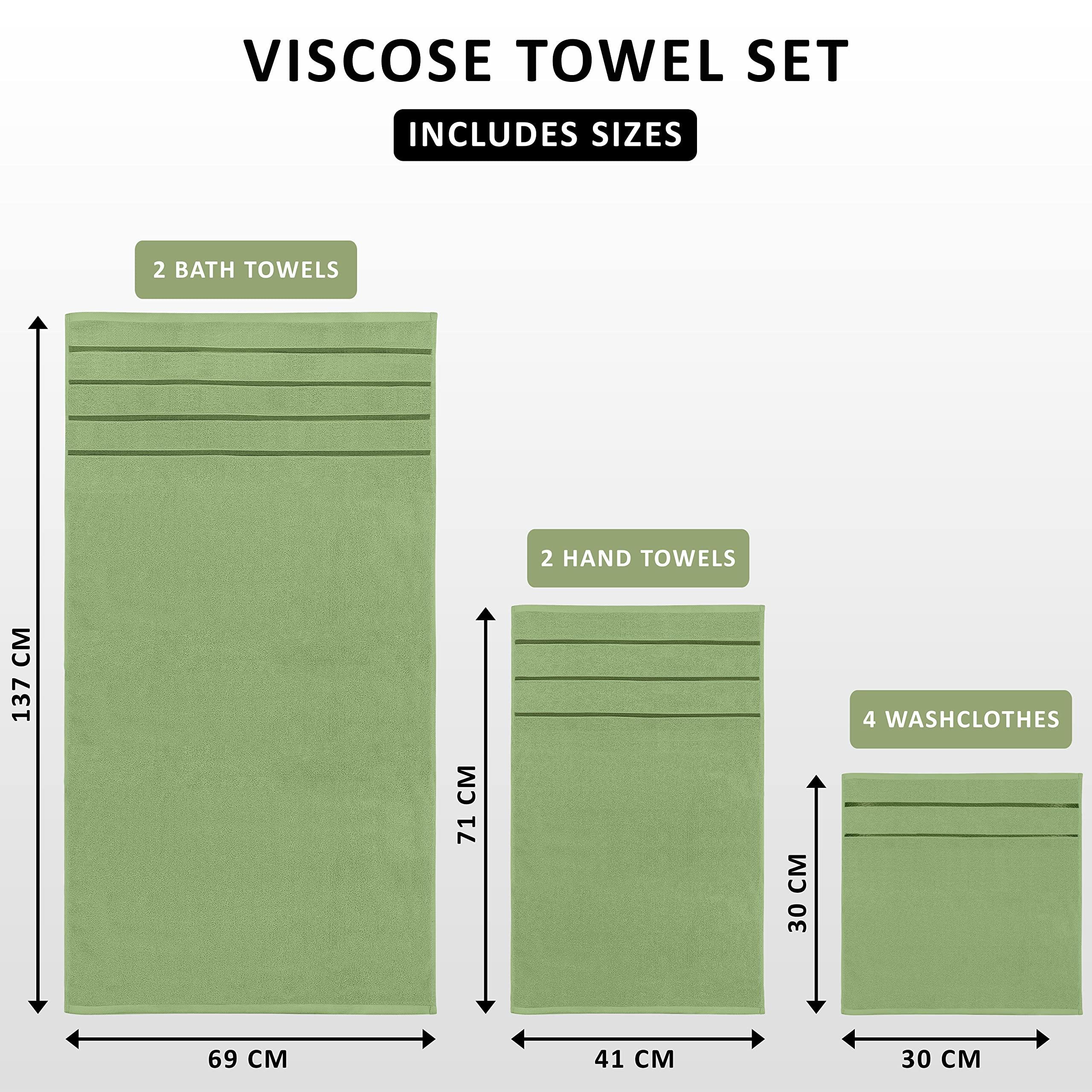 Utopia Towels 8-Piece Luxury Towel Set, 2 Bath Towels, 2 Hand Towels, And 4 Wash Cloths, 600 Gsm 100% Ring Spun Cotton Highly Ab