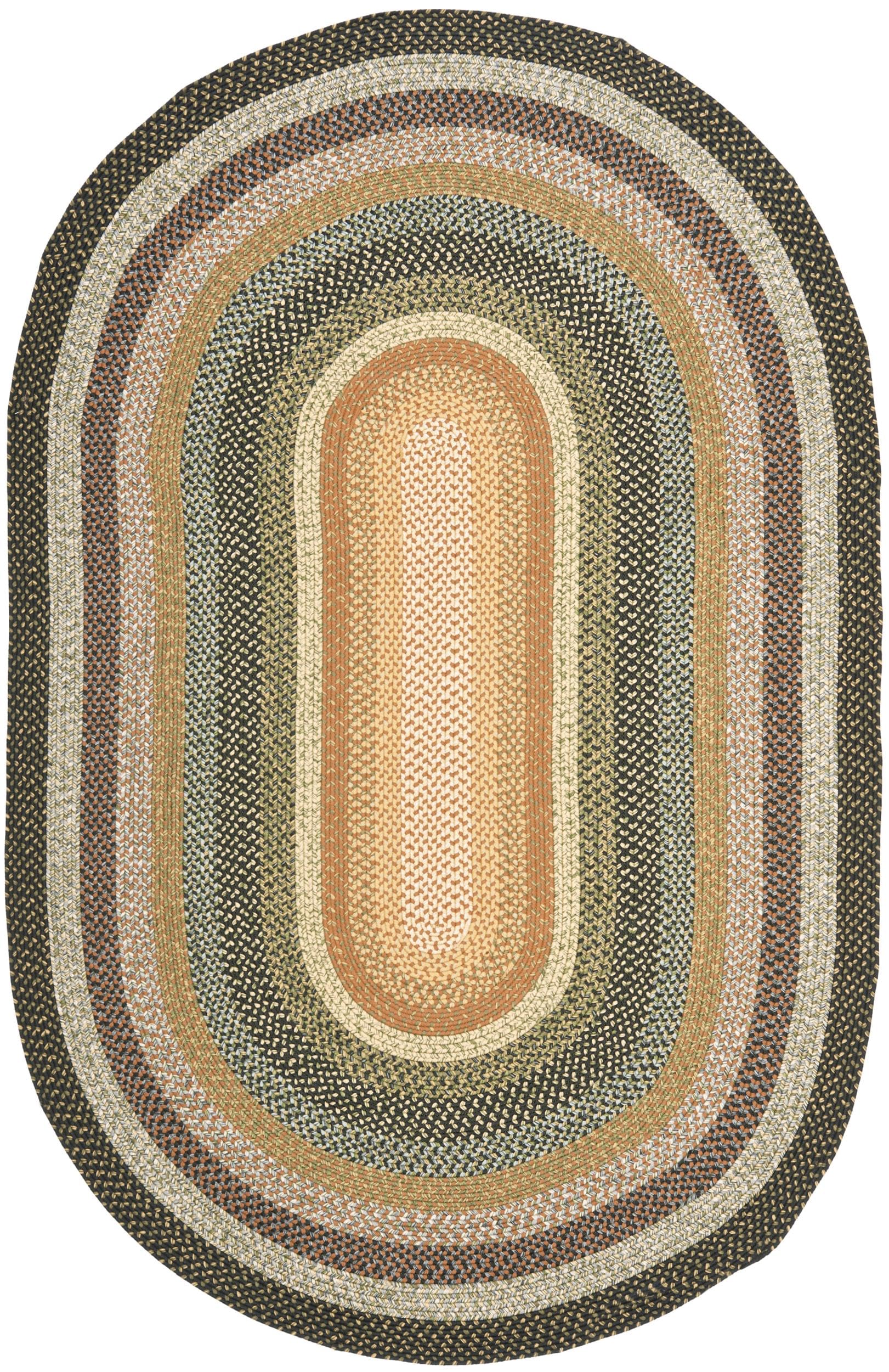 SAFAVIEH Braided Collection Area Rug - 6 x 8 Oval, Multi, Geometric Design, Machine Washable Indoor/Outdoor & Washable-Ideal f
