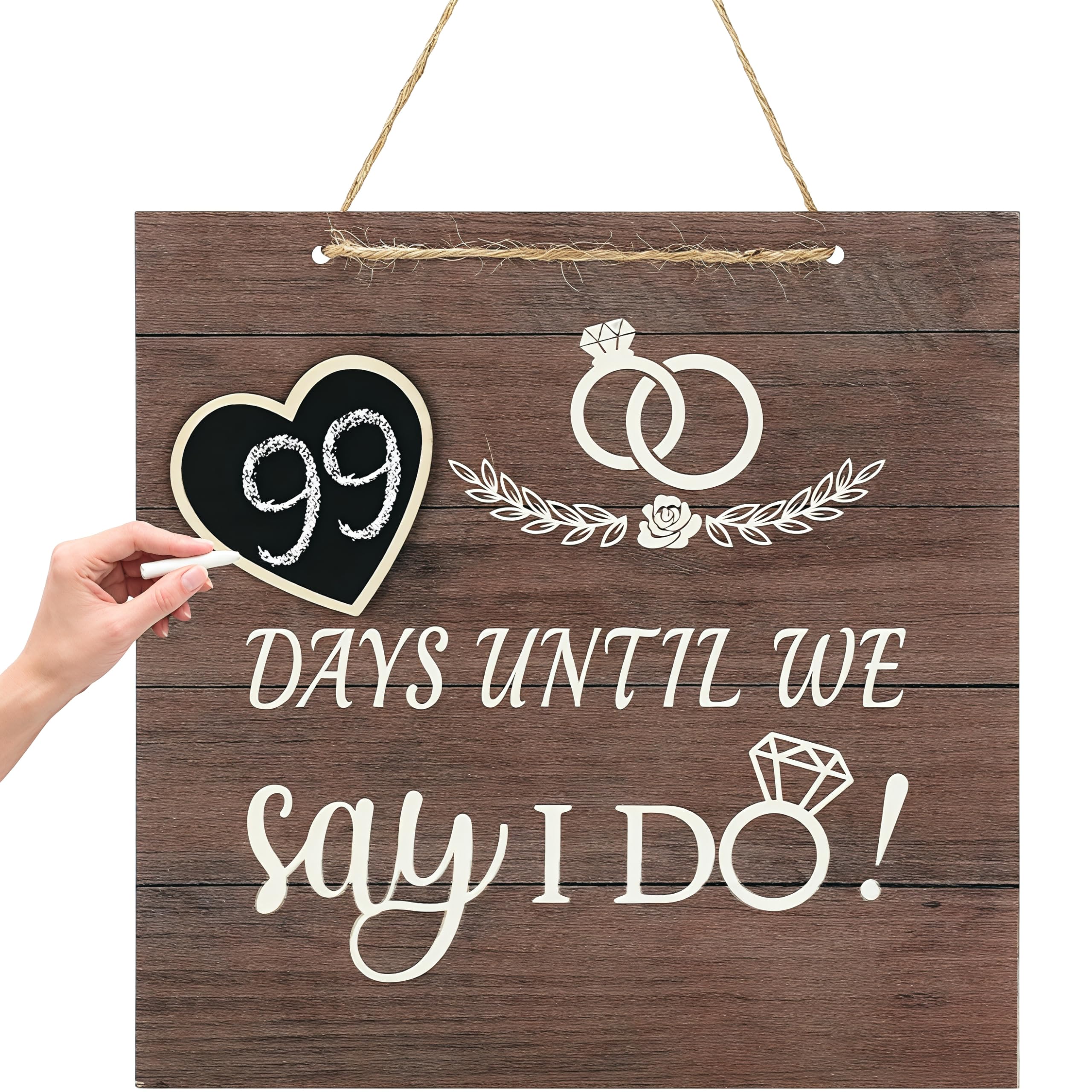 Mepase Wedding Countdown Engagement Gift Chalkboard Sign for Couples Wooden Wedding Countdown Plaque Sign Decorative Hanging Orn