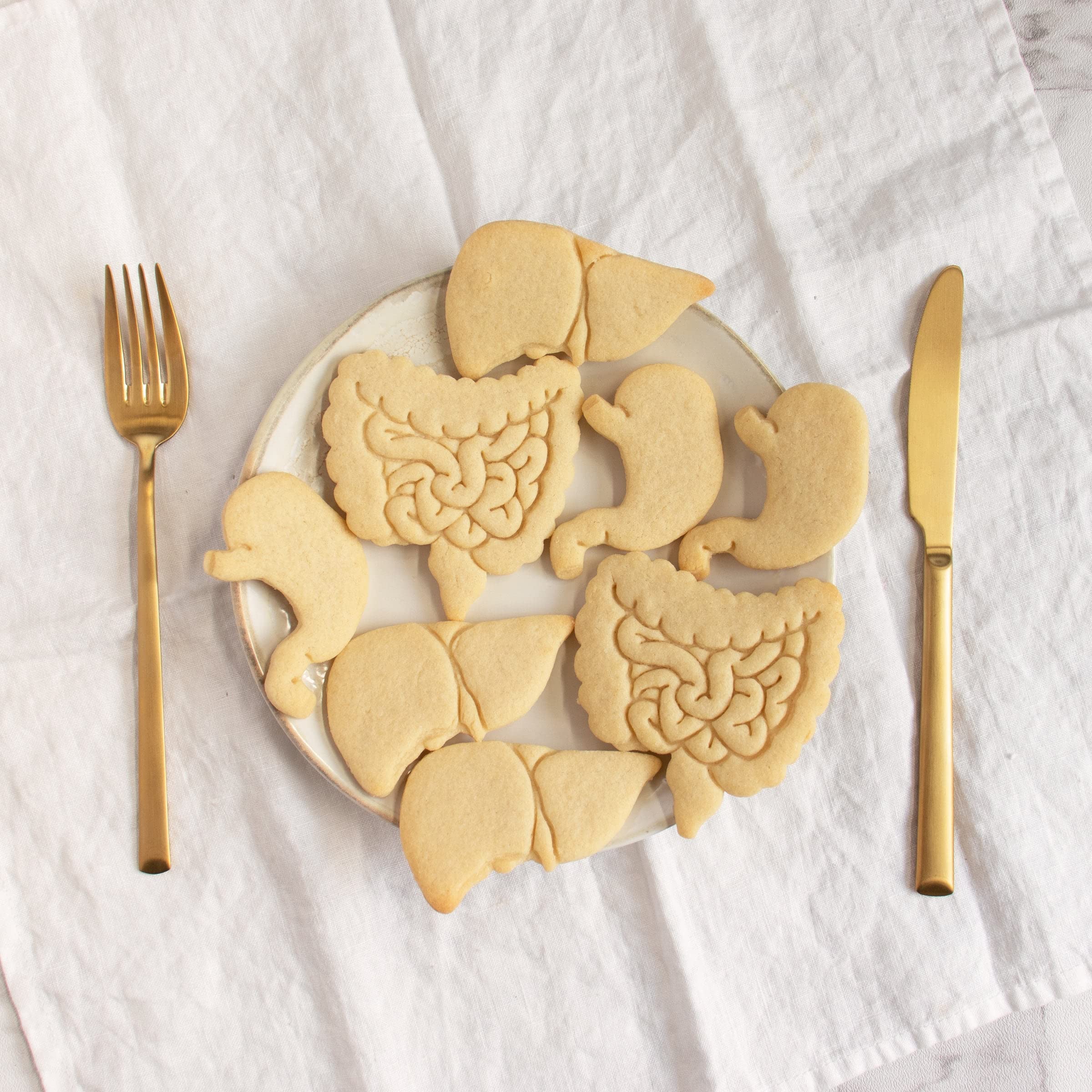 Set Of 3 Gastrointestinal Anatomy Cookie Cutters (Designs: Intestines, Liver And Stomach), 3 Pieces - Bakerlogy
