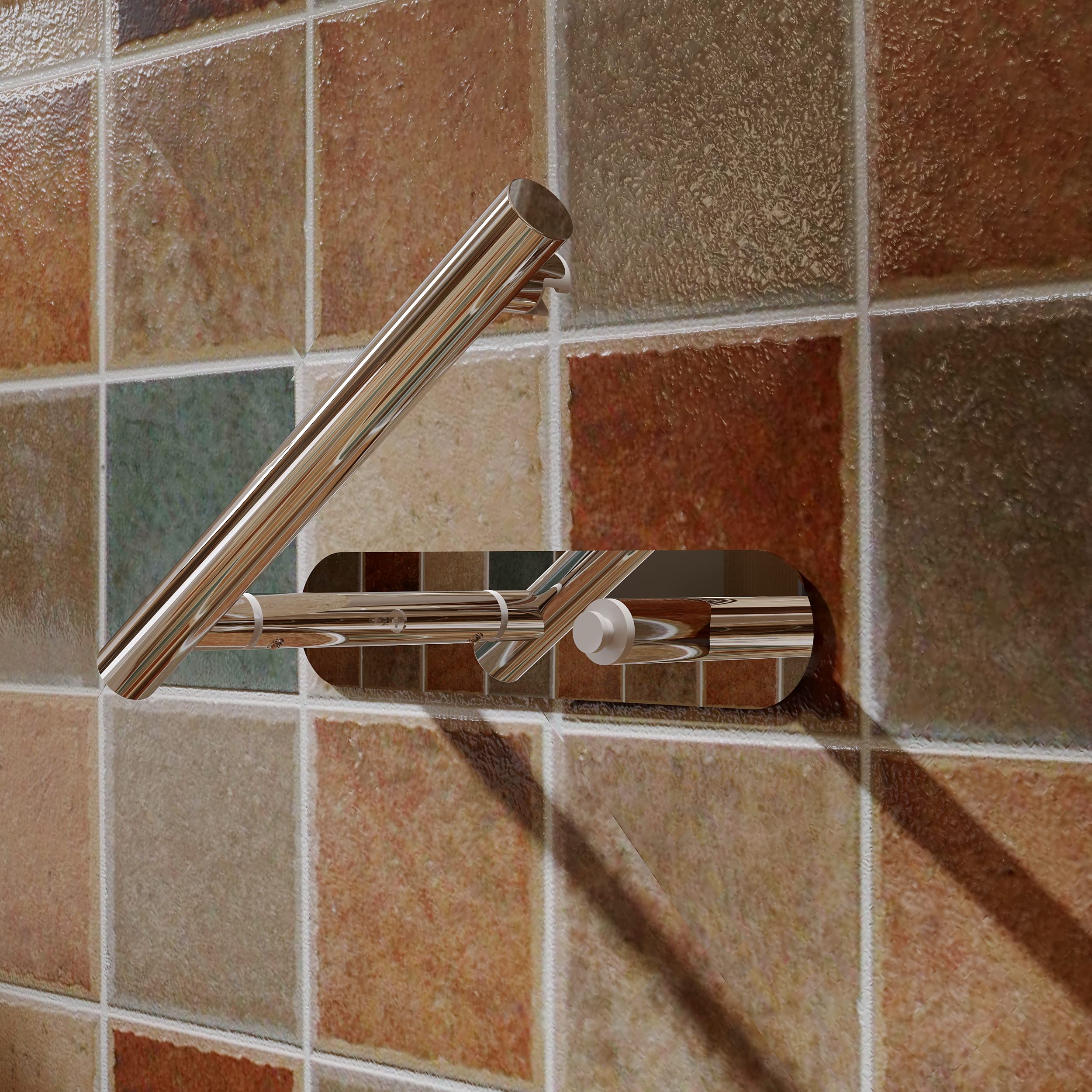 Ruacq Self Adhesive Toilet Paper Holder Polished Double Post Pivoting Tissue Holders Roll Holder Hangers Bathroom Tissue Roll Ho
