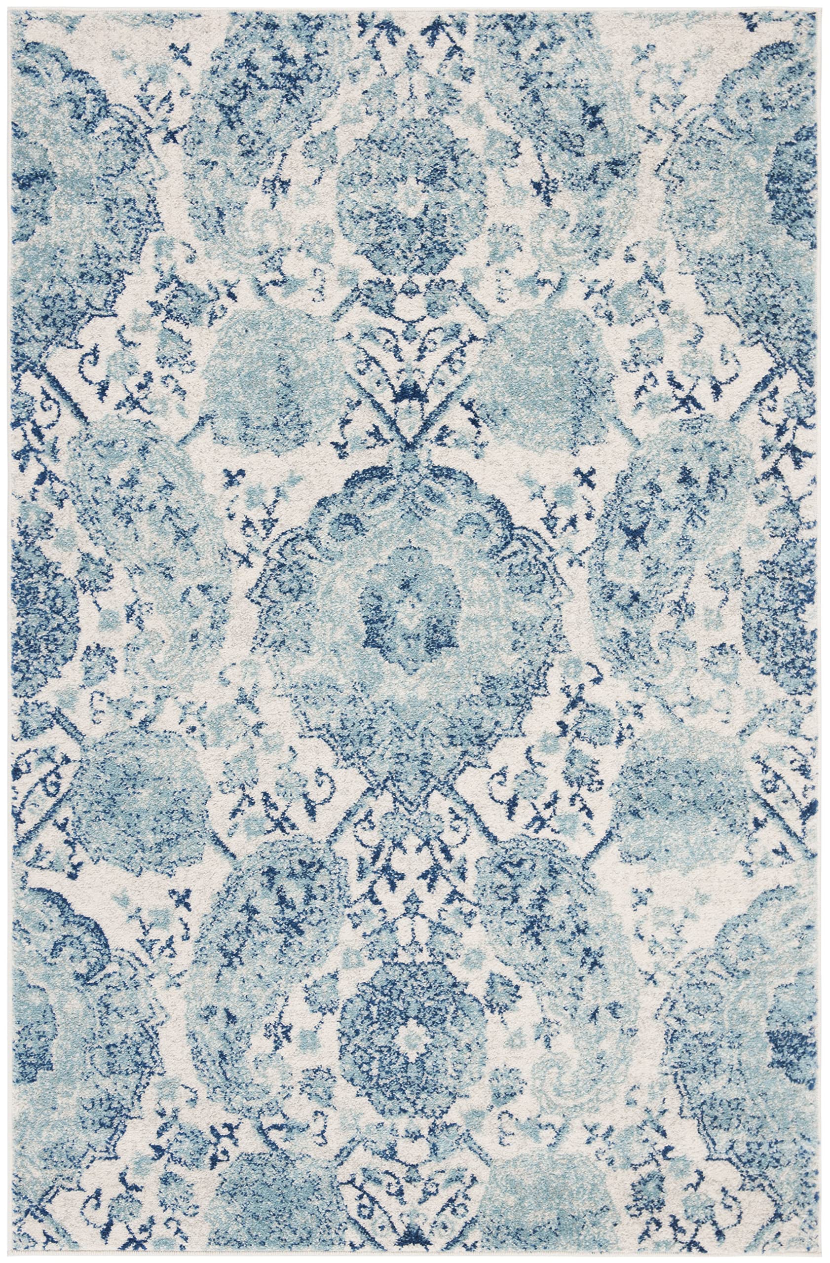 SAFAVIEH Madison Collection Accent Rug - 23 x 4, Cream & Turquoise, Boho Chic Glam Paisley Design, Non-Shedding & Easy Care, I