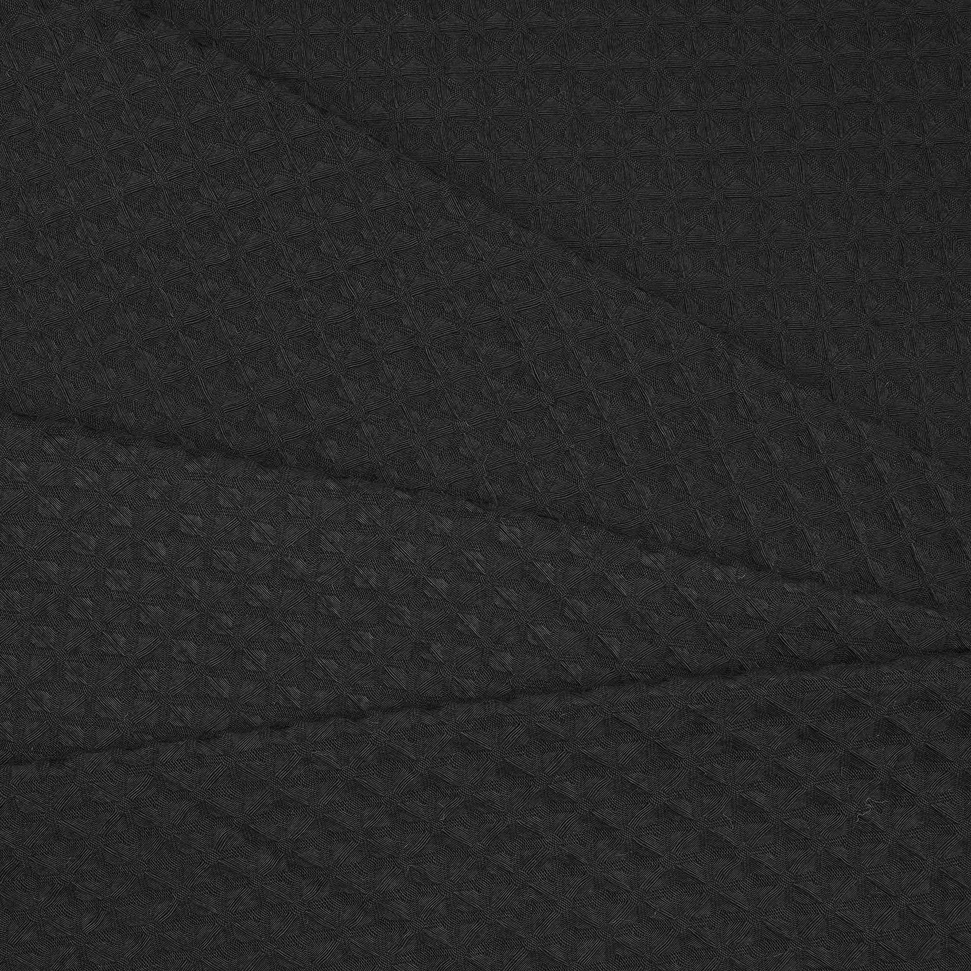 River Dream Black Fabric Shower Curtain Set, Cotton Blend, Waffle Weave, With Snap In Replacement Liner,54 X 80 Inches