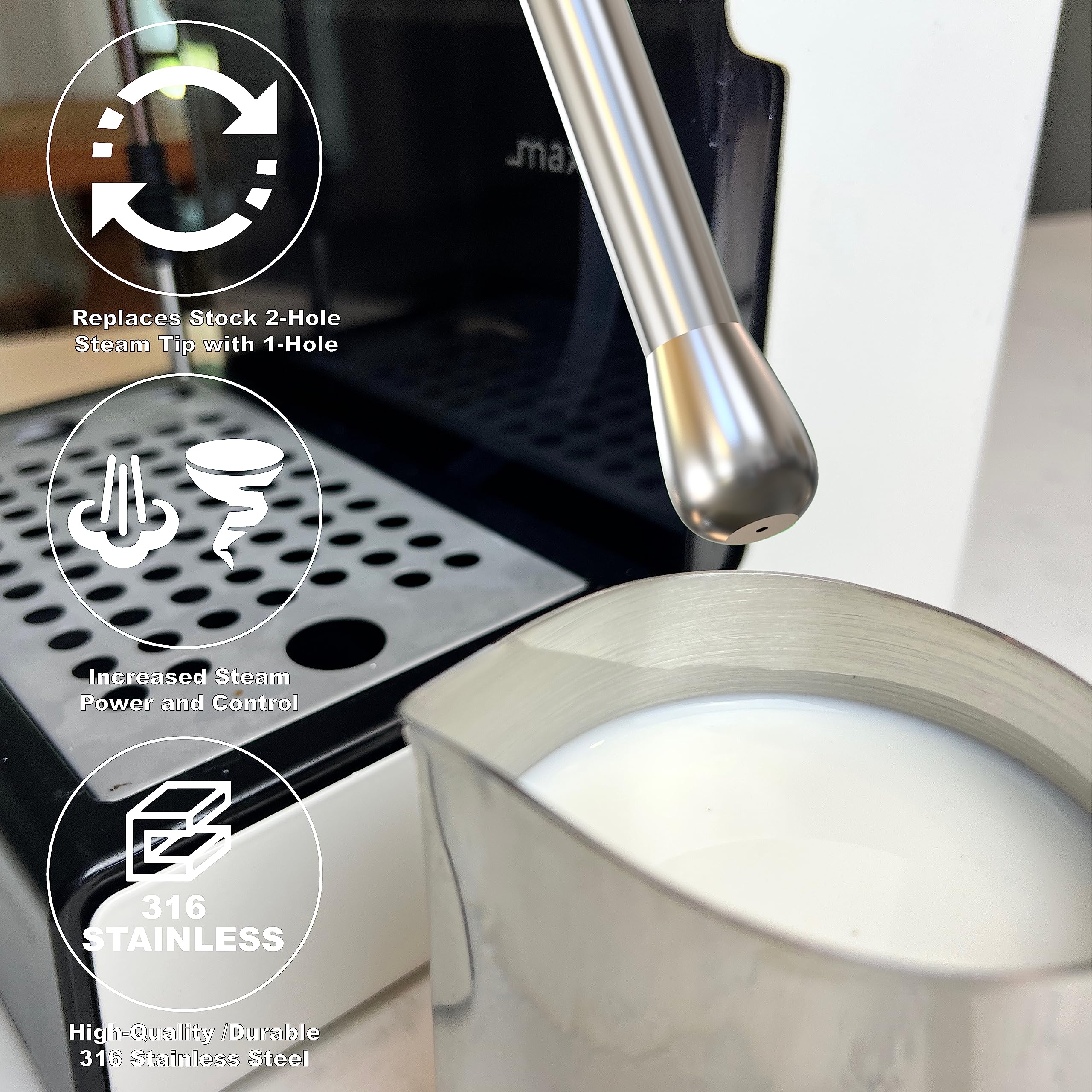 One Single Hole Steam Tip - Compatible With Gaggia Classic Pro