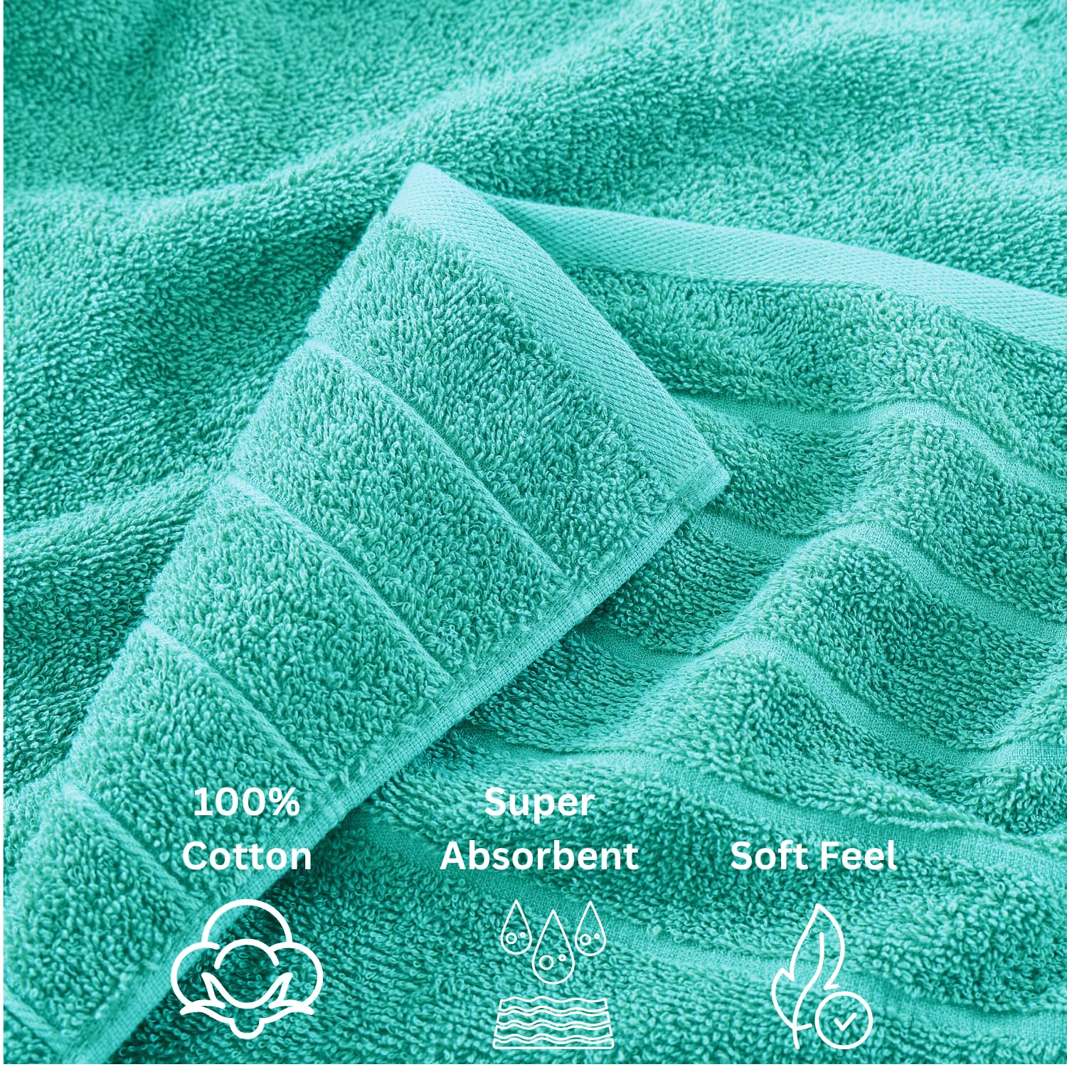 Casa Platino 24 Piece 100% Cotton Towels Set, 2 Bath Sheets, 2 Large Bath Towels (30'' X 60''), 2 Gym Towels (24'' X 48''), 6 Ha