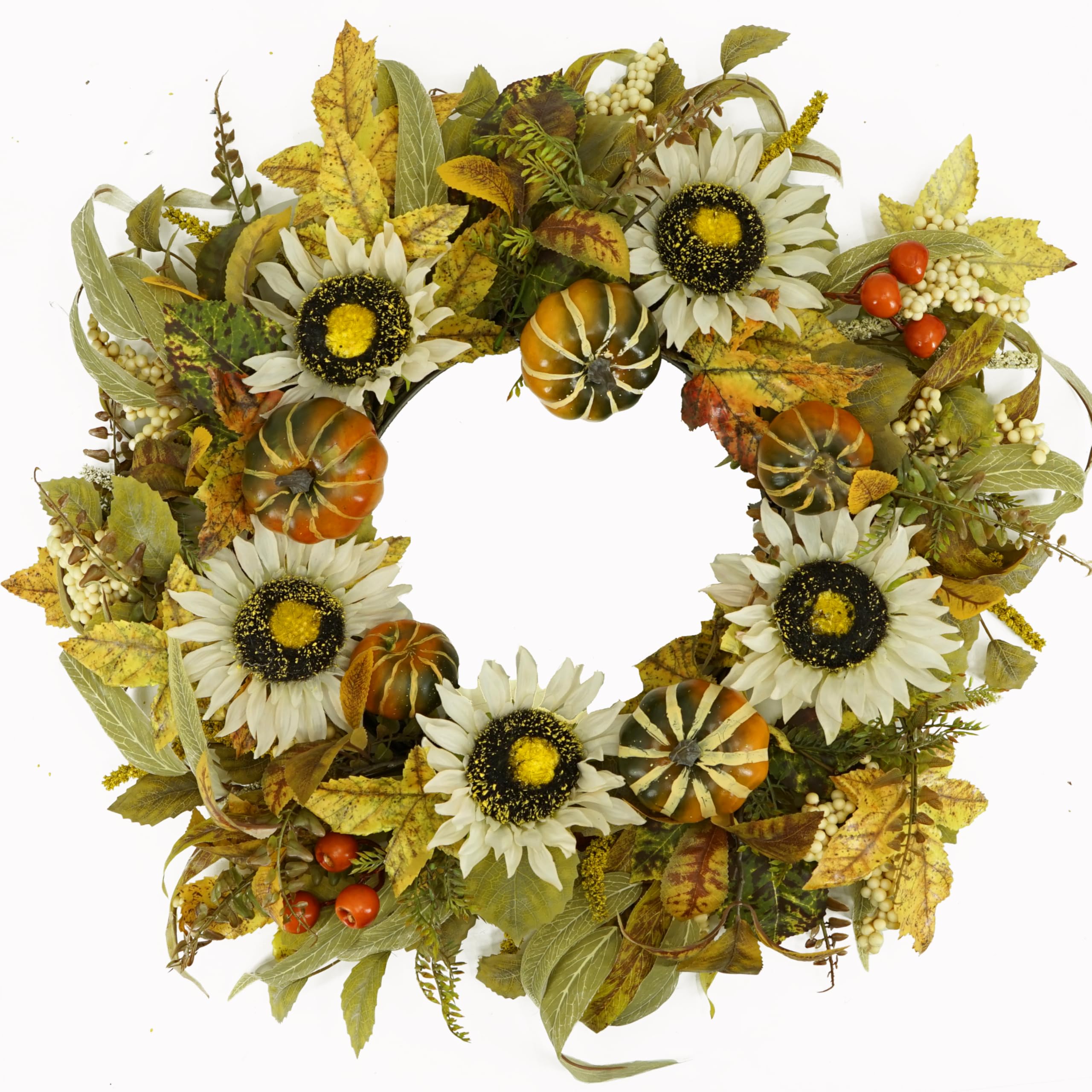 Furisin Fall Wreaths for Front Door 22 inch Autumn Thanksgiving Wreath with Pumpkin,Sunflower,Fall Leaves for Front Door Indoor 