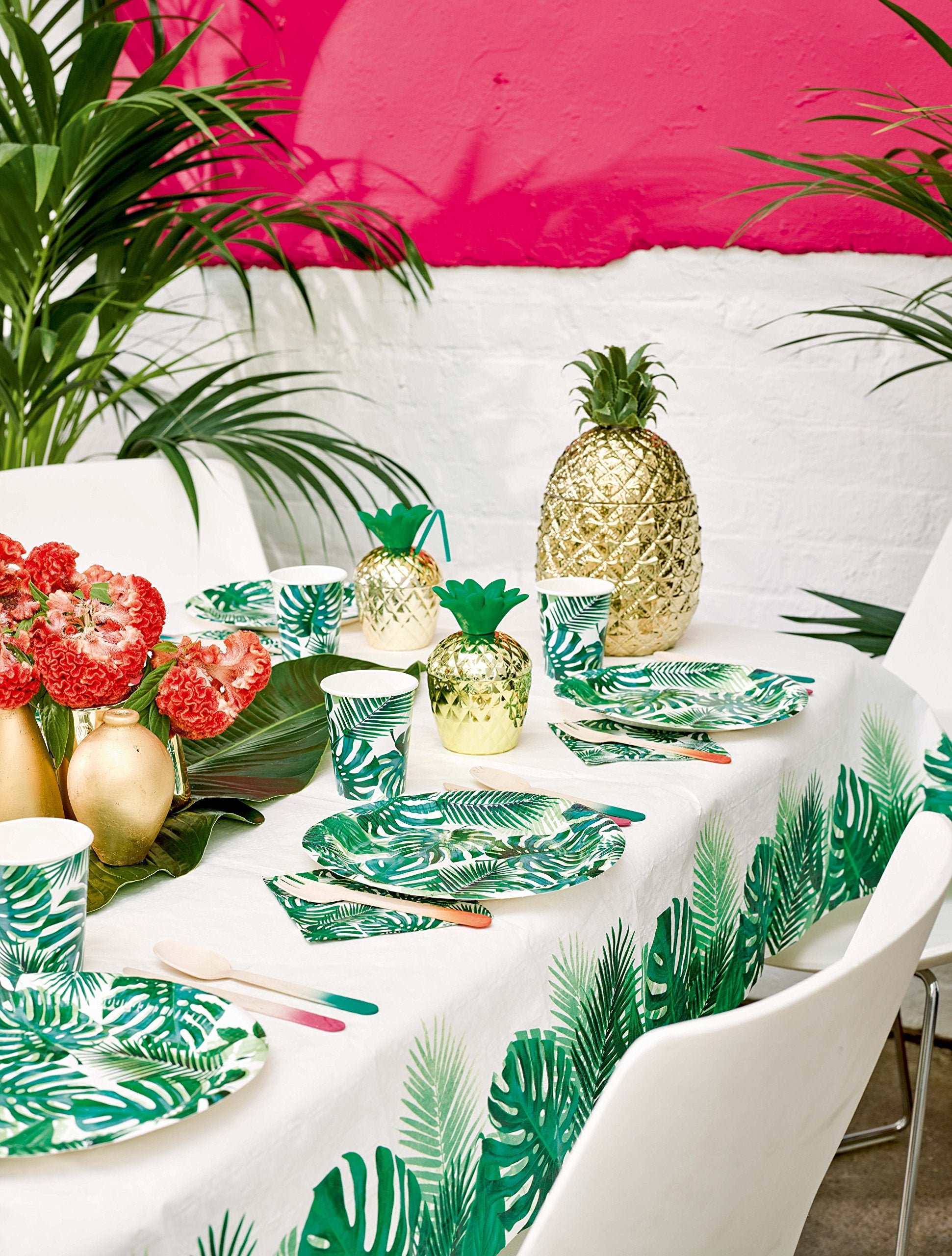 Talking Tables Pack of 50 Tropical Napkins Paper Palm Leaf Serviettes for Kid's Jungle Party  Hawaiian Theme  Luau  Summer  Dinosaur  Decoupage Green