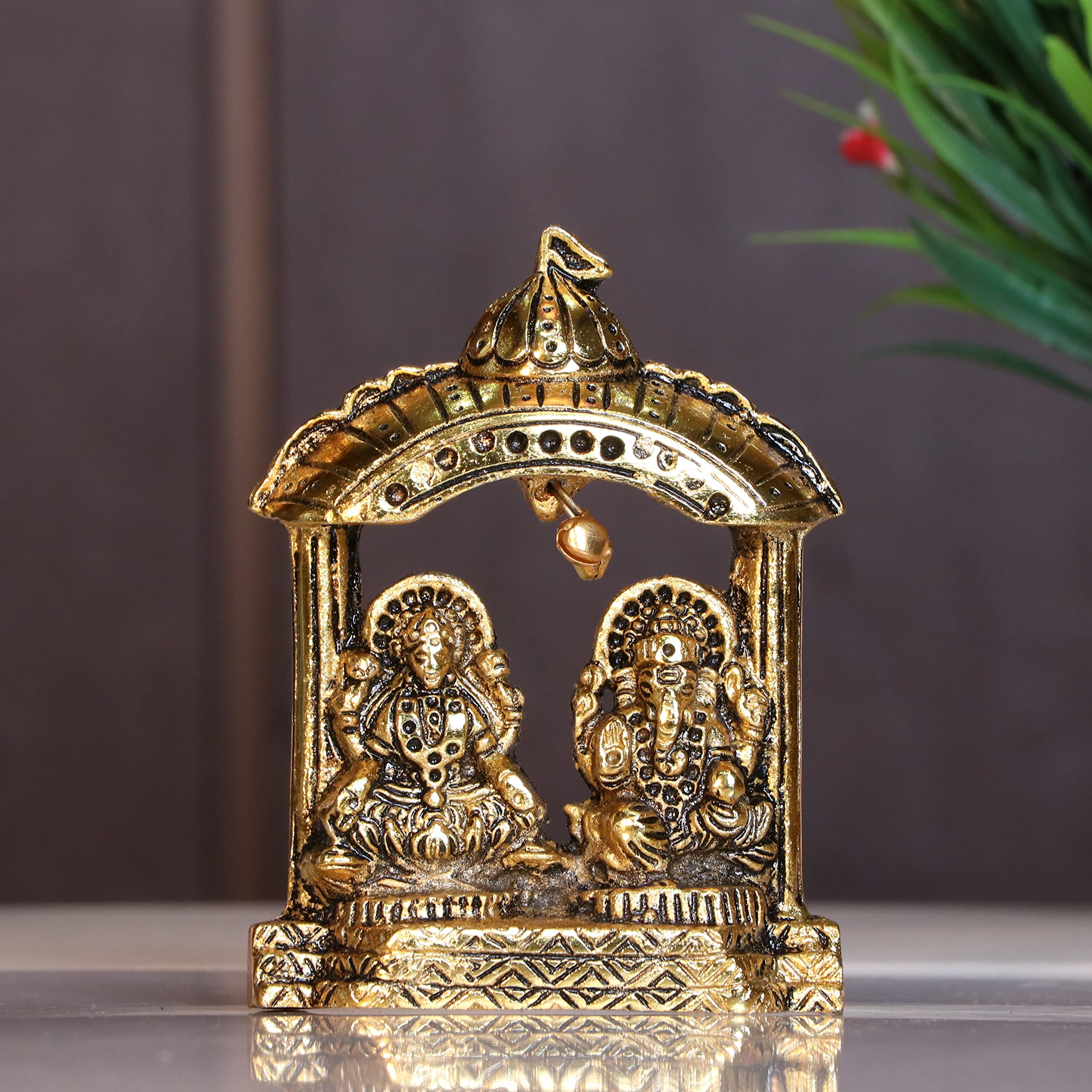 Kridaykraft Metal Laxmi Ganesh Idol Decorative Murti Temple Frame Metal Statue For Pooja & Decor Your Home, Office, Decorative S