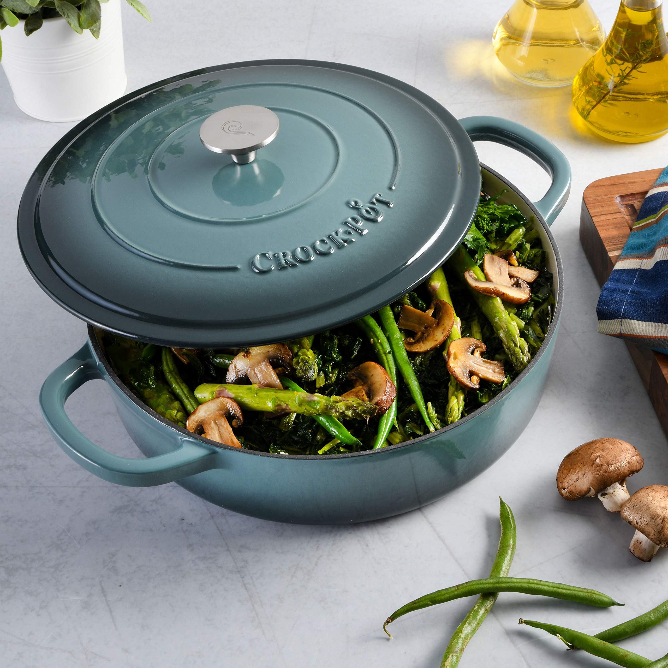 Crock-Pot Crock Pot Artisan Enameled Cast Iron Braiser W/Lid, 5 Quart, Slate Gray