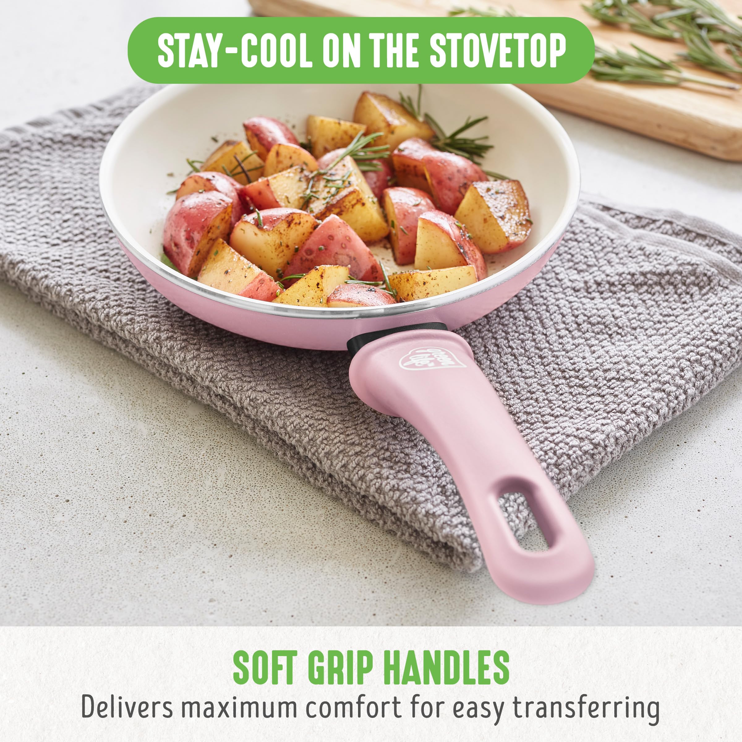 Greenlife Soft Grip Healthy Ceramic Nonstick 7'' And 10'' Frying Pan Set, Pfas & Pfoa-Free, Dishwasher Safe, Egg Omelet Skillet,