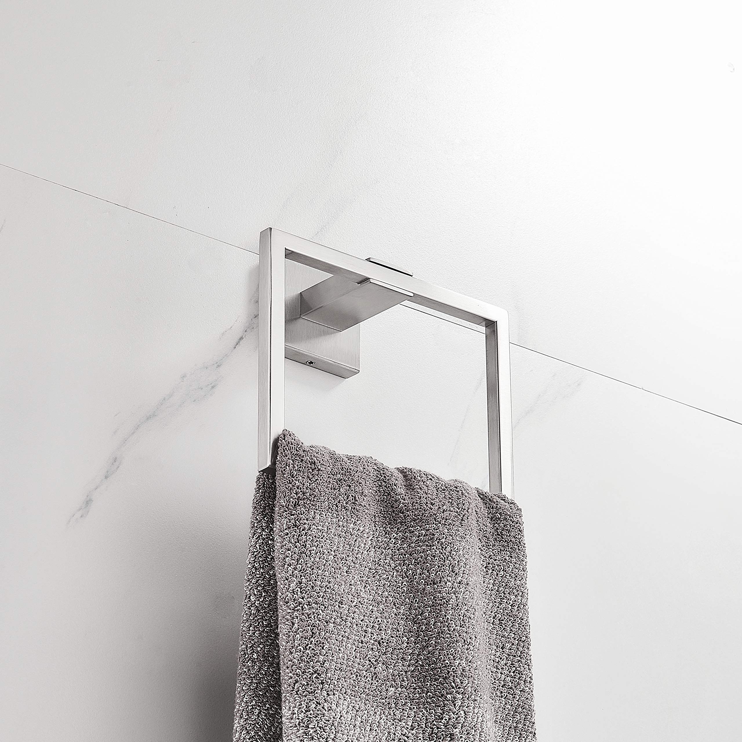Hand Towel Ring Holder, Sus304 Stainless Steel Square Towel Bar, Towel Rack Brushed Nickel, Bathroom Accessories Modern Style, W