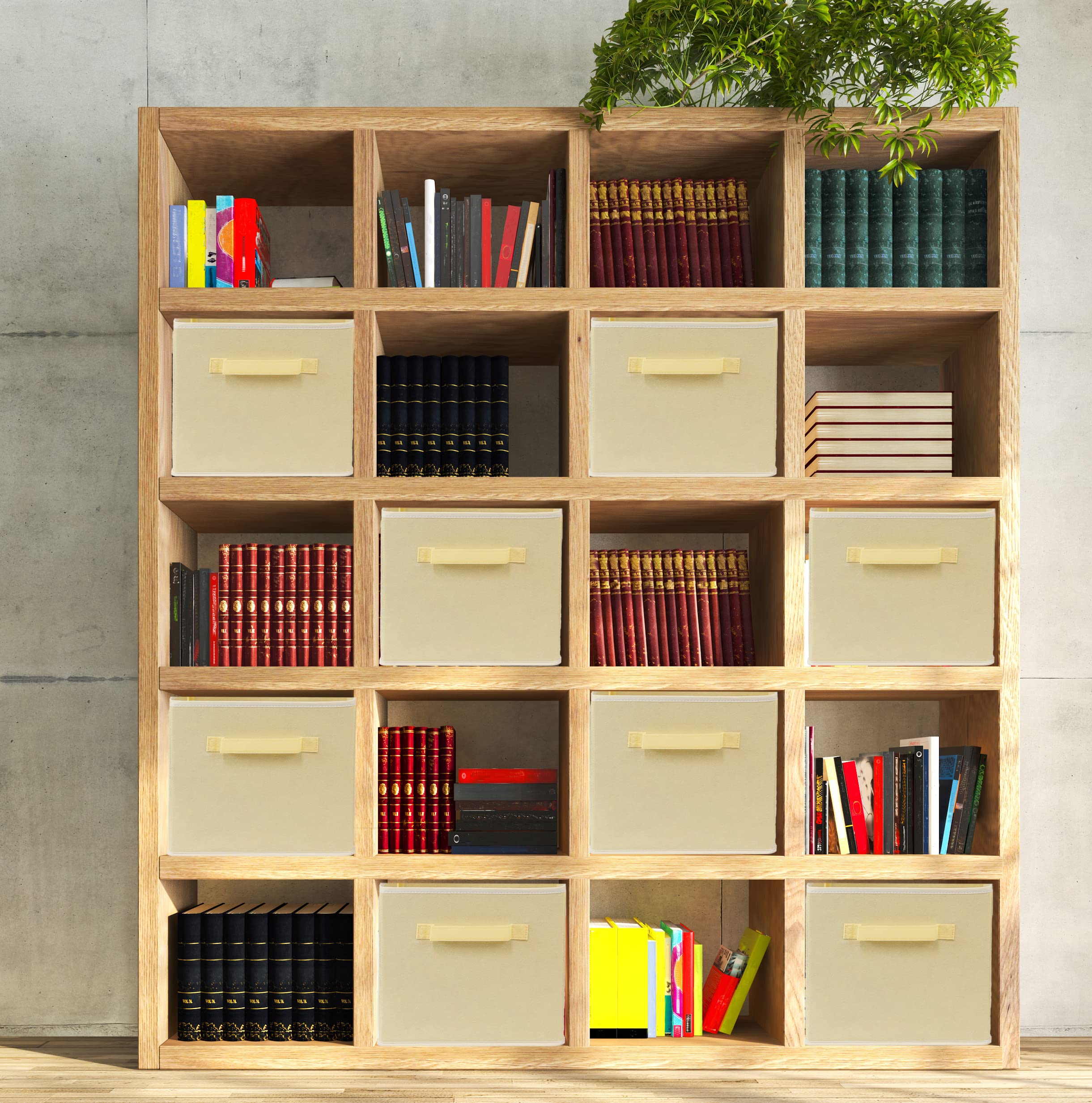 Simple Houseware Foldable Cloth Storage Cube Basket Bins Organizer, Beige - 6 Pack