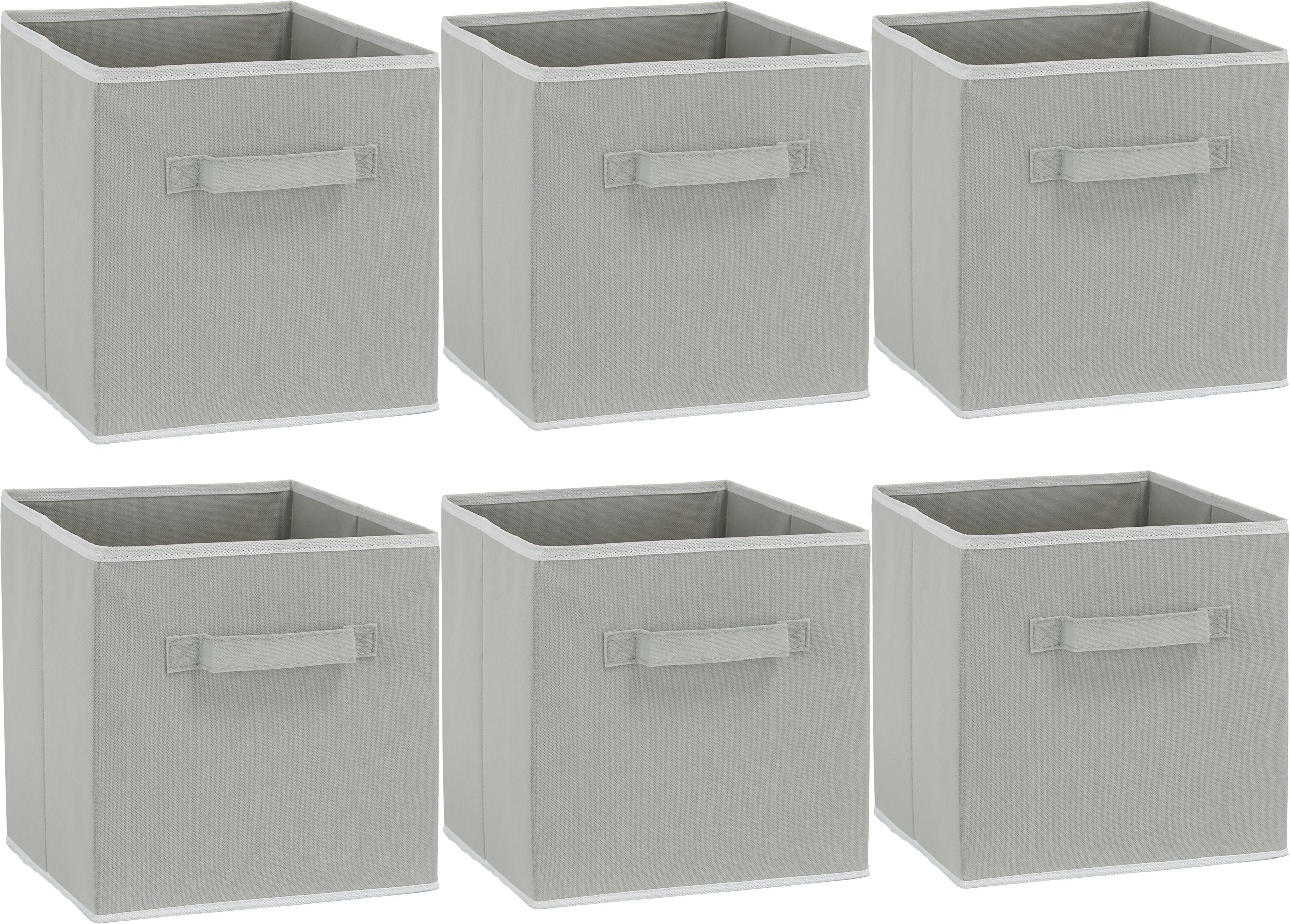 Simple Houseware Foldable Cube Storage Bin, Grey - 6 Pack