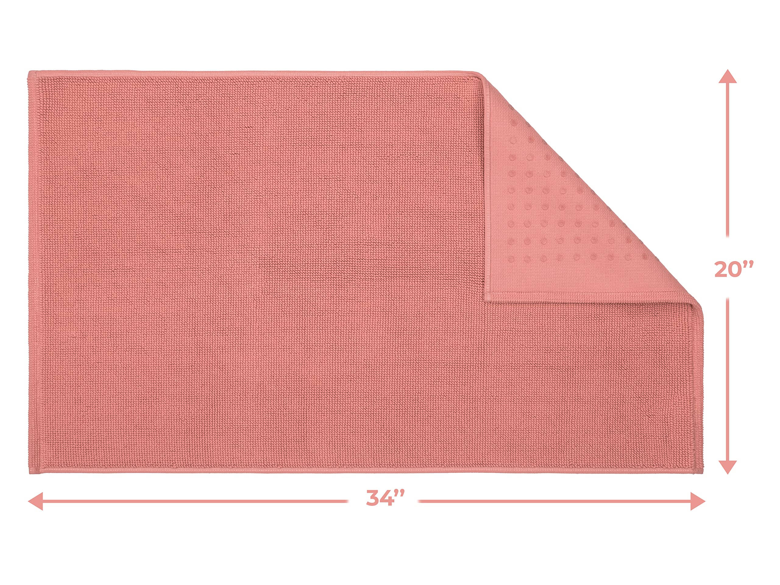 Cotton Paradise Bath Rug for Bathroom  20x34 inch 100% Cotton Non Slip Bath Mat Rug  Soft Absorbent Machine Washable  Coral Bath Rug