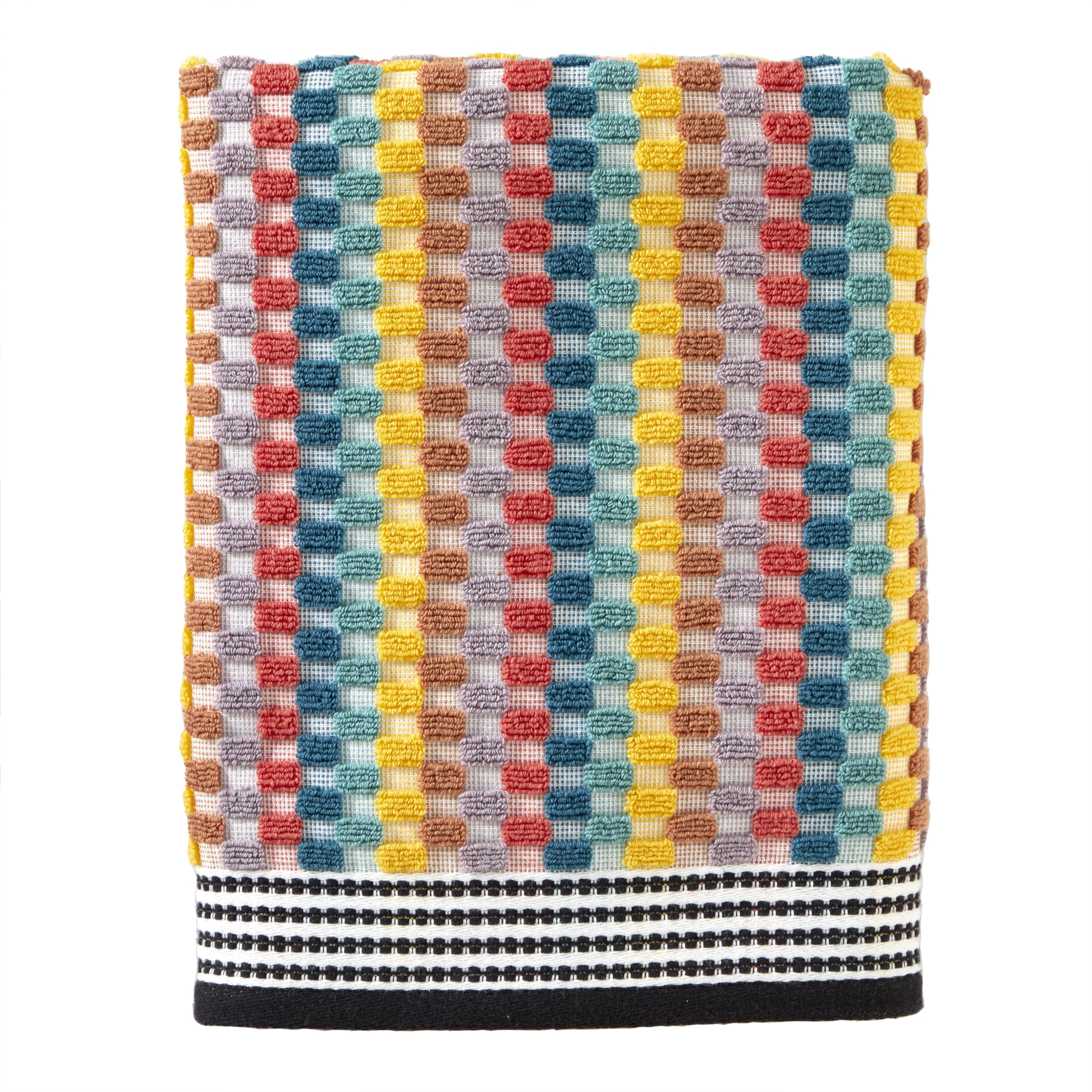 SKL Home Mid-Century Cotton Bath Towel, Soft & Absorbent, Reversible Jacquard, Multicolored