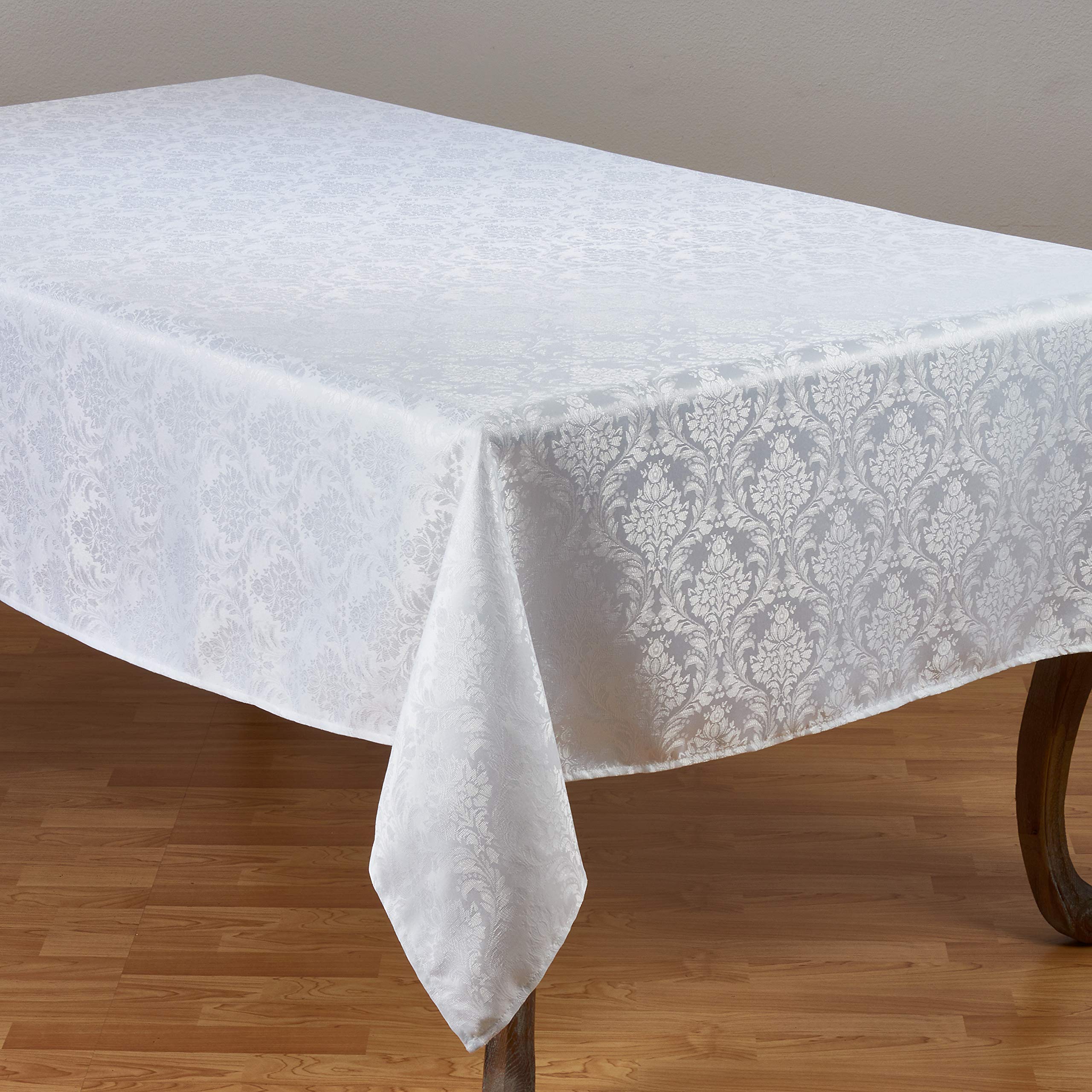 SARO LIFESTYLE 6115.W70180B Damass   Collection Damask Polyester Table Cloth, 70 x 180, White