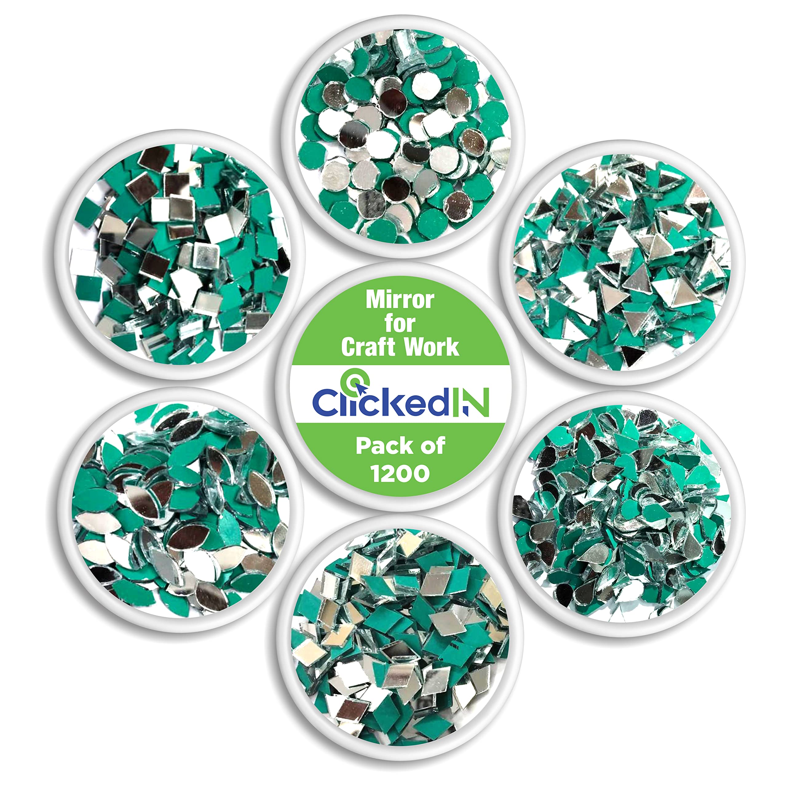 Clickedin Glass Mirror For Craft Work(Pack Of 1200 Mirrors),Lippan Art Materials Kit Mirrors,Decorative Small Pieces For Diy Cra