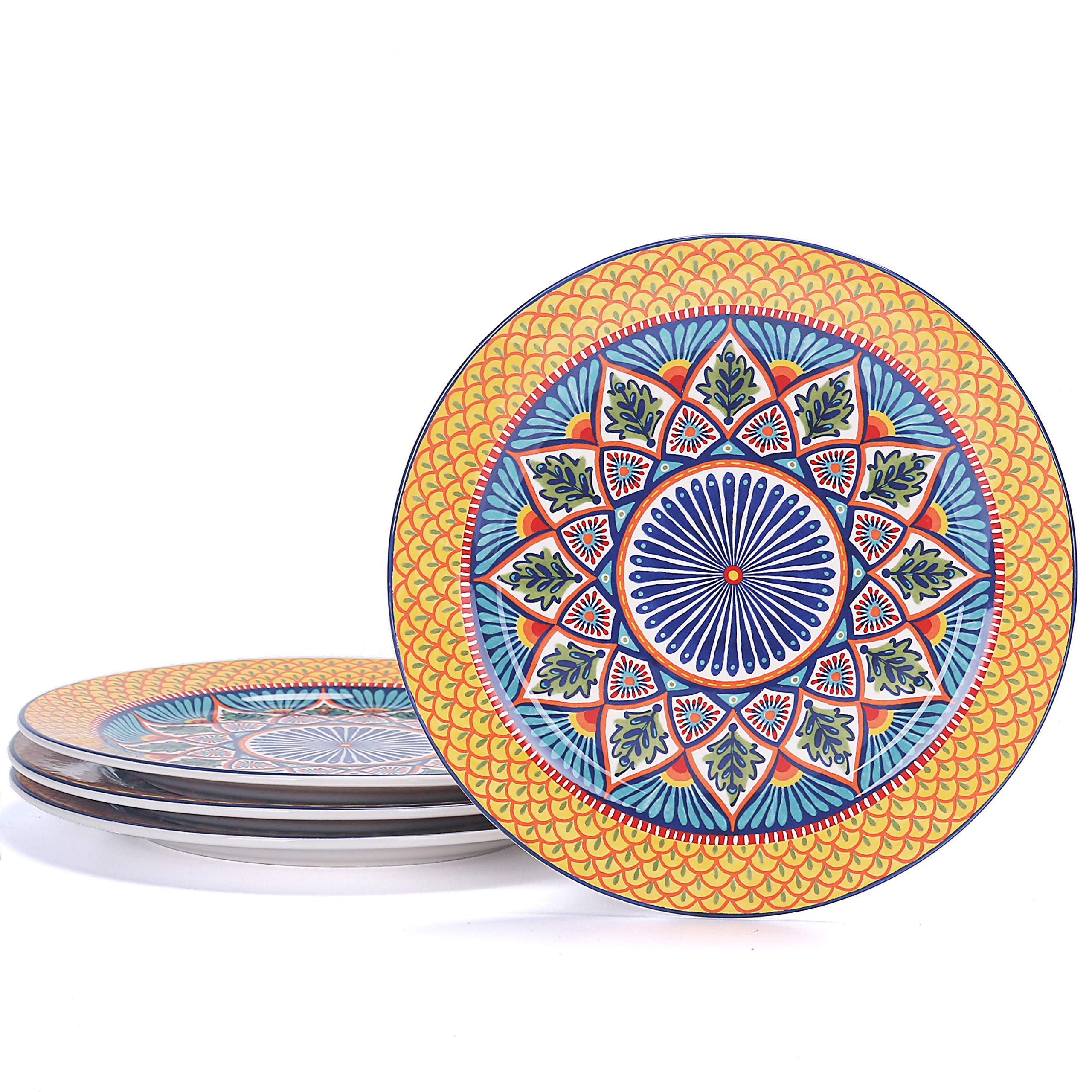 Bico Havana Ceramic Dinner Plates, Microwave & Dishwasher Safe, Set Of 4, 11 Inch, For Pasta, Salad, Maincourse