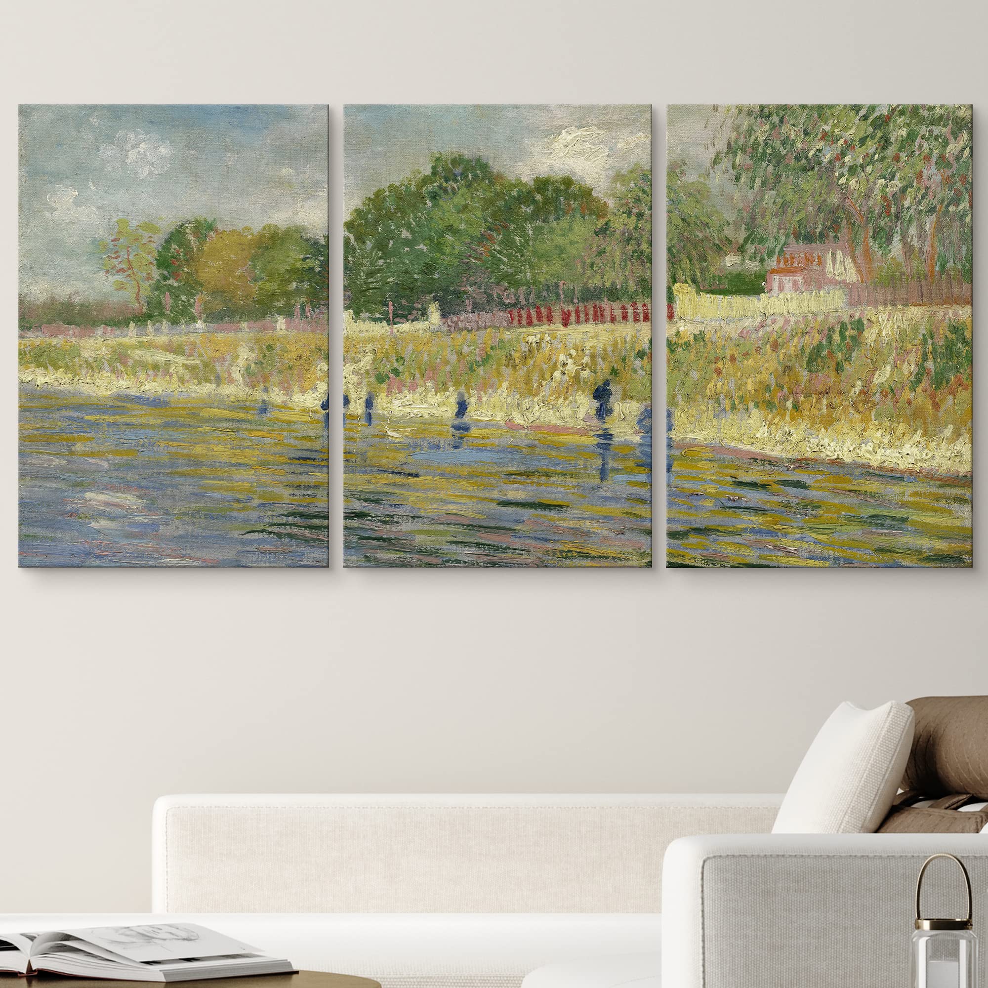 Wall26 Canvas Print Wall Art Set The Banks Of The Seine River Vincent Van Gogh Classical Illustrations Fine Art Decorative Histo