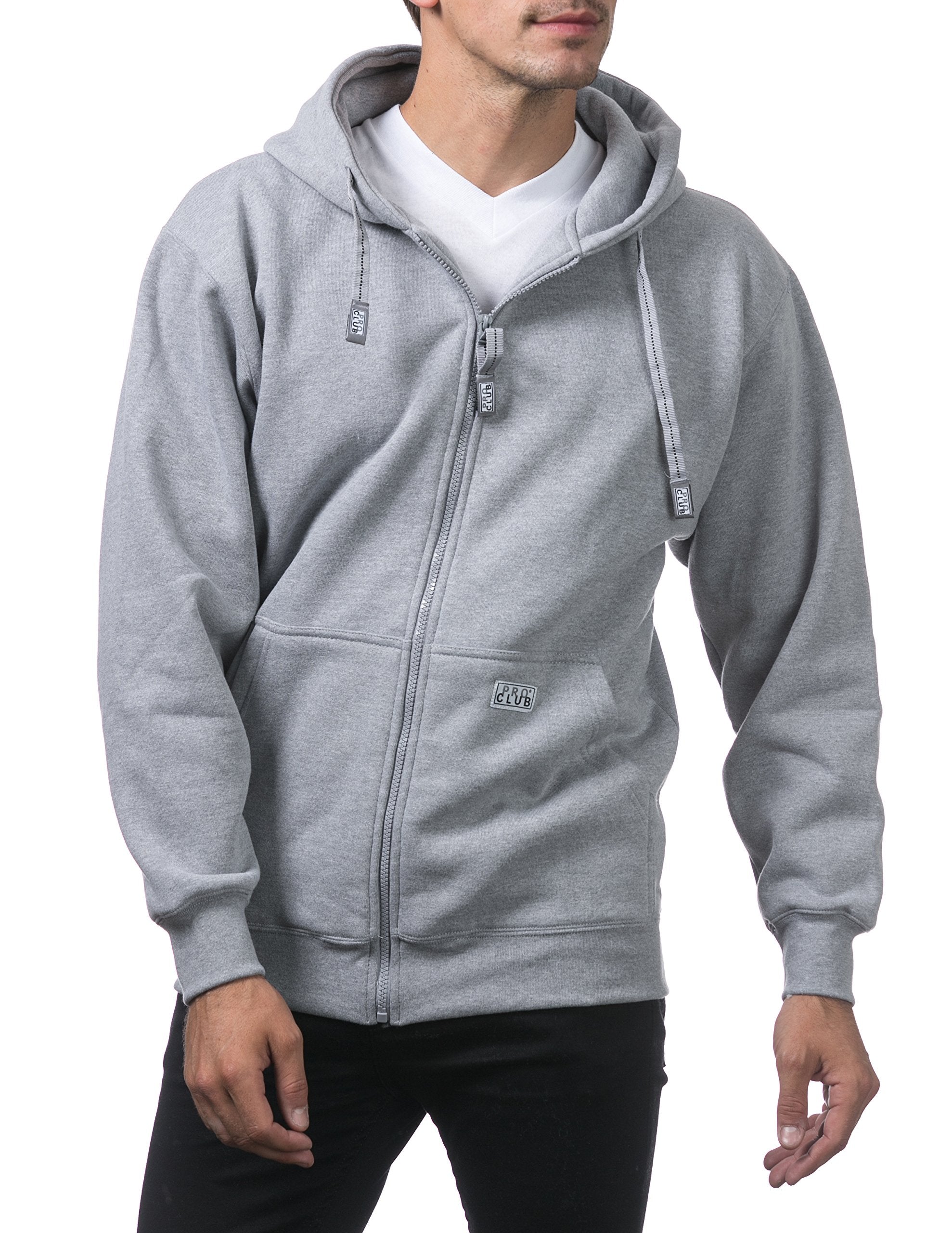 Pro Club Mens Heavyweight Full Zip Fleece Hoodie, Heather Gray, 7X-Large