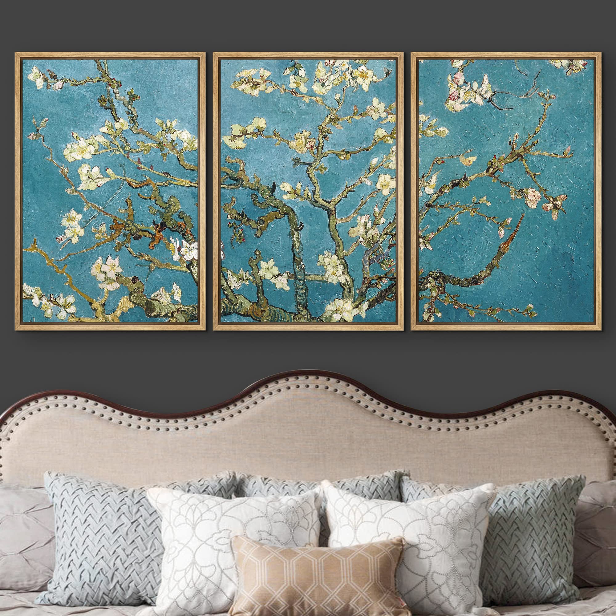 Wall26 Framed Canvas Print Wall Art Set Almond Blossoms By Vincent Van Gogh Nature Wilderness Illustrations Fine Art Relax/Calm