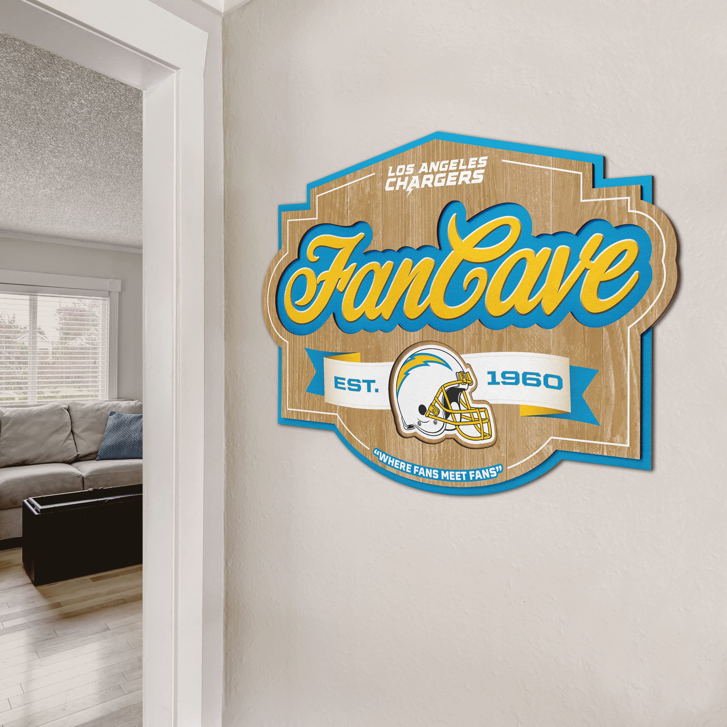 Youthefan Nfl Los Angeles Chargers Fan Cave Sign